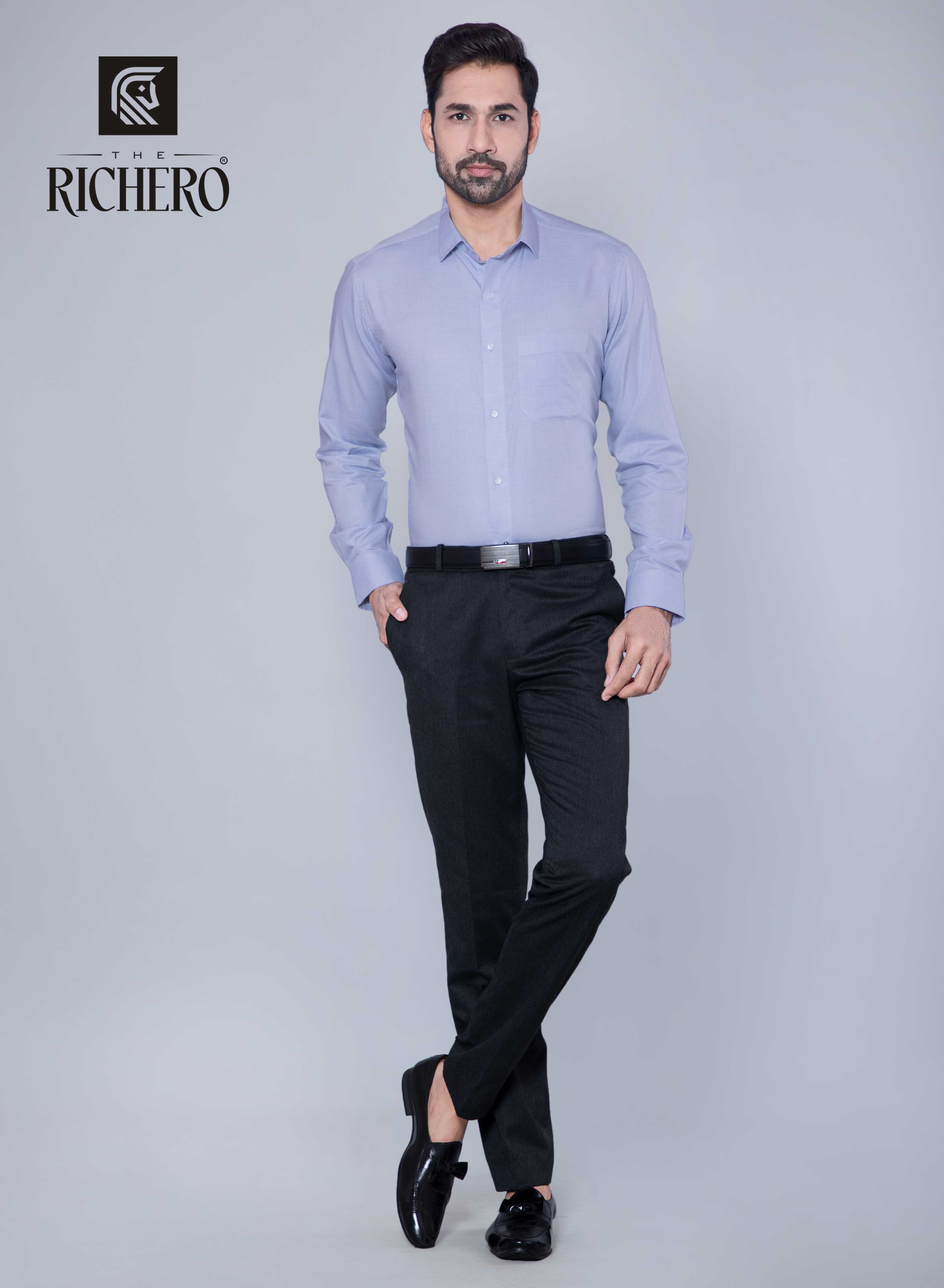 Blue color cotton office wear shirt