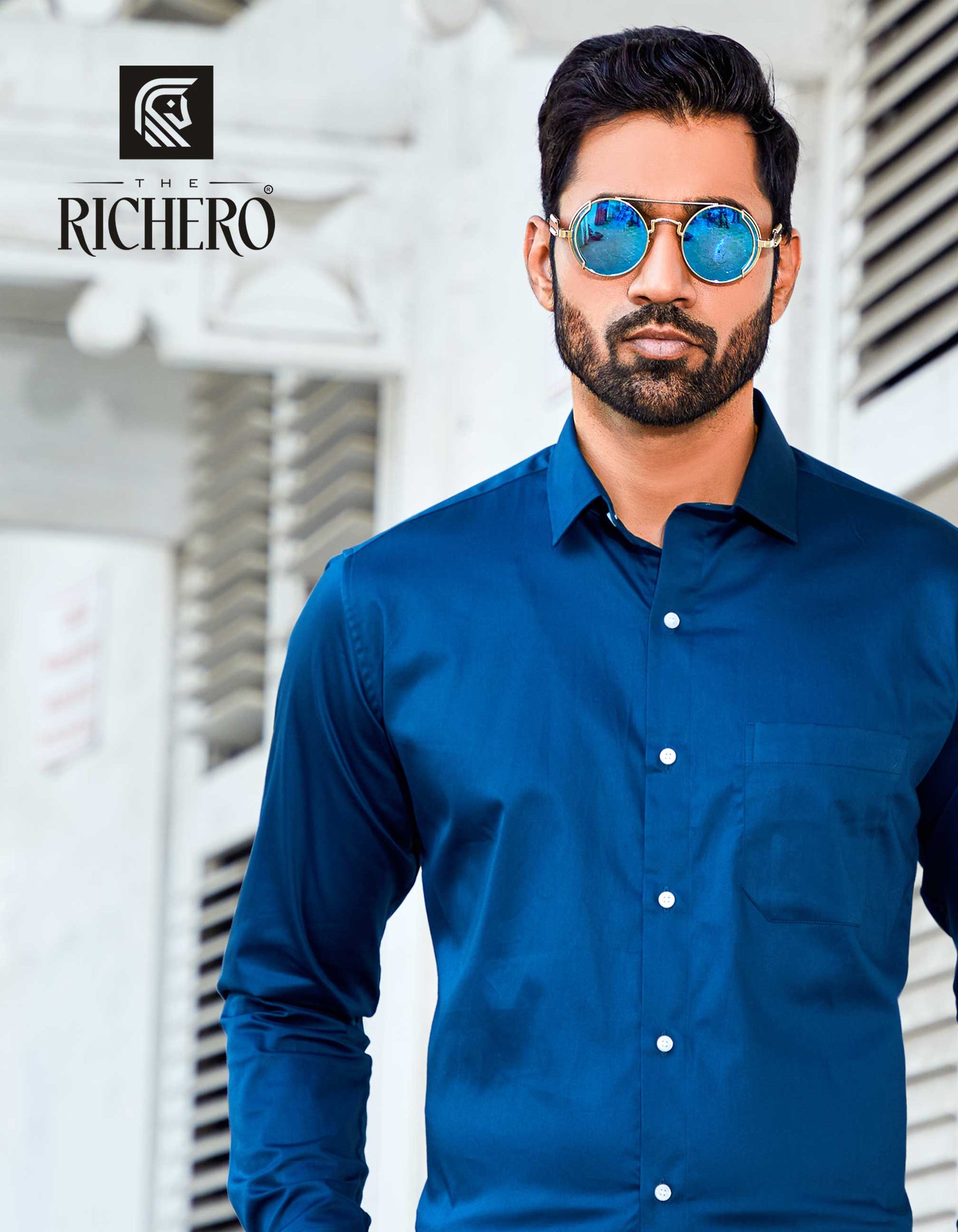 Turquoise blue formal & office wear shirt