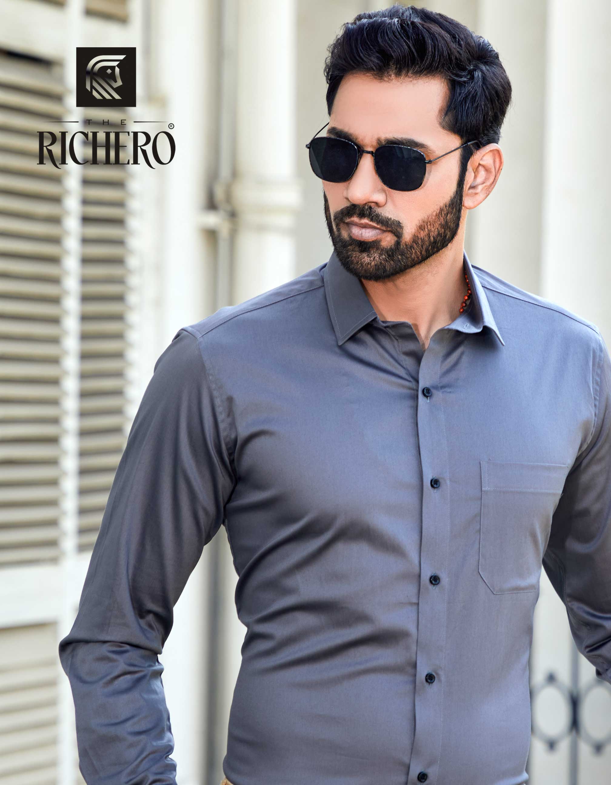 Grey color & office wear plain shirt