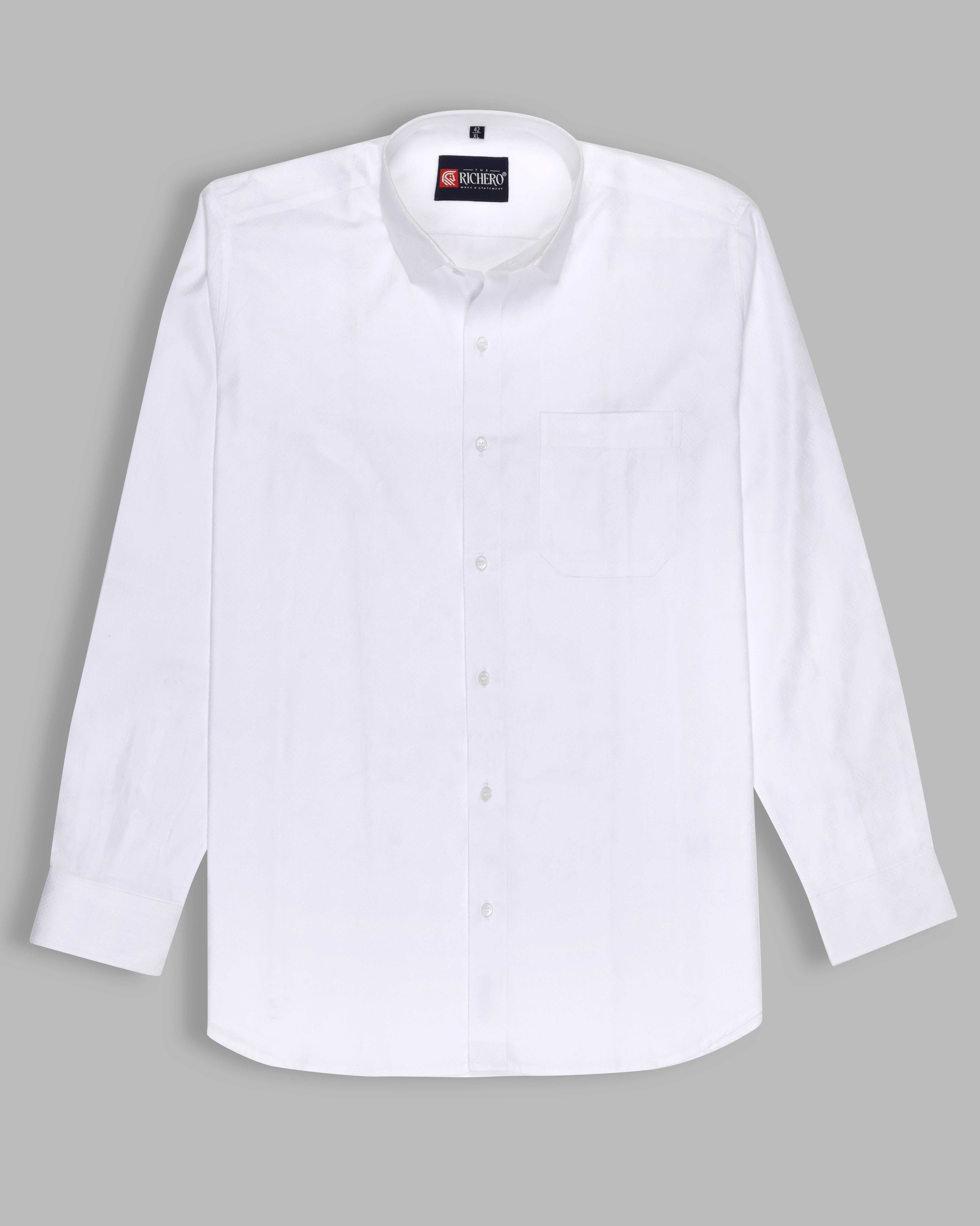 White jacquard party wear premium cotton shirt