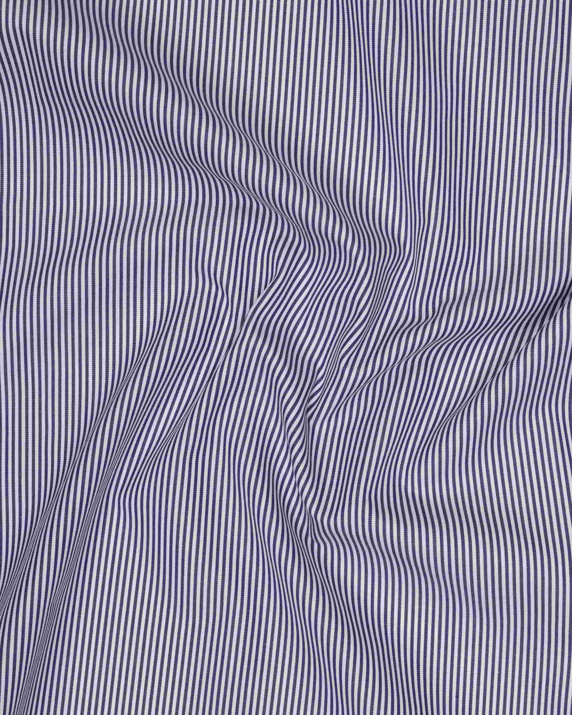 White & navy blue stripes shirt