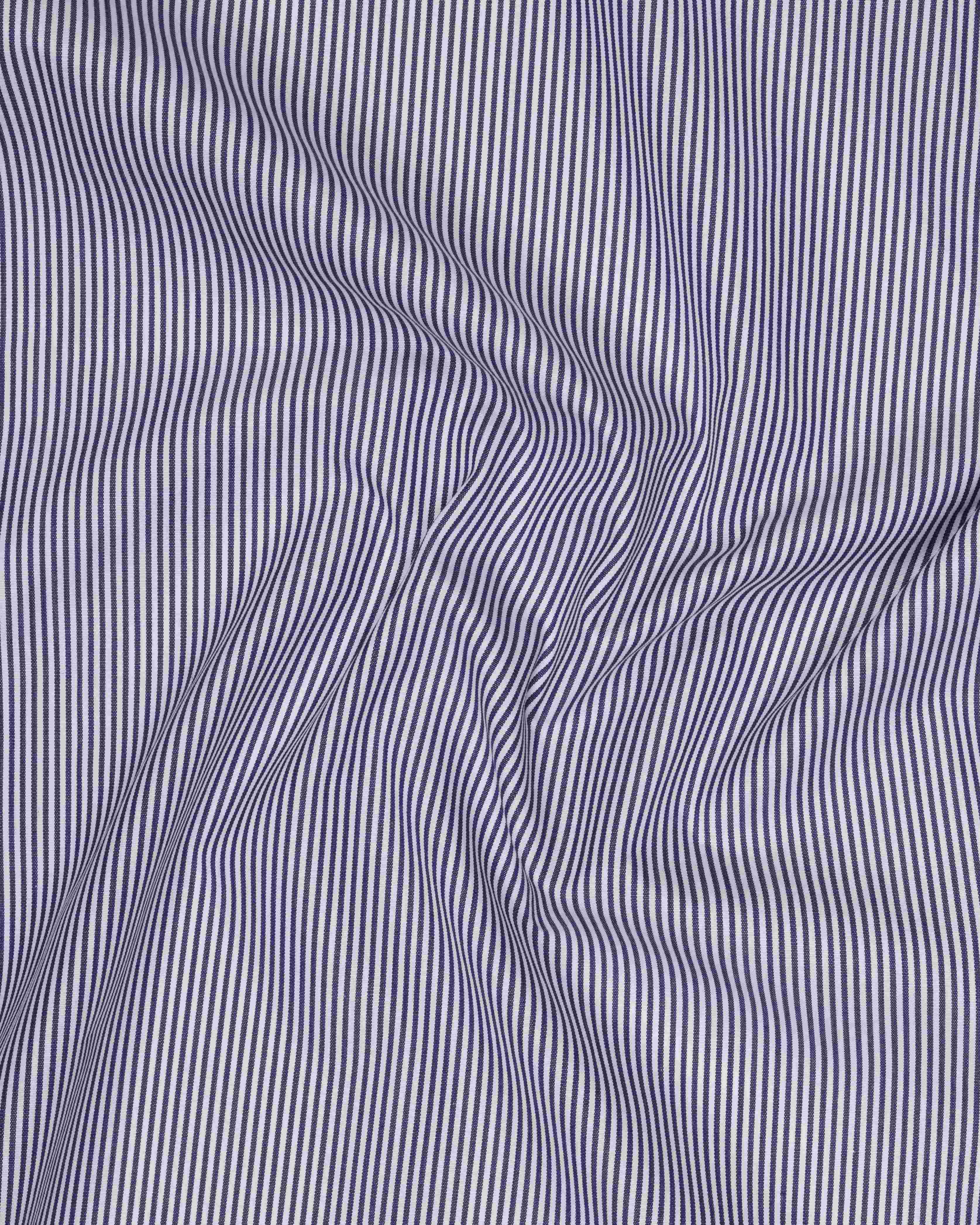 White & navy blue stripes shirt