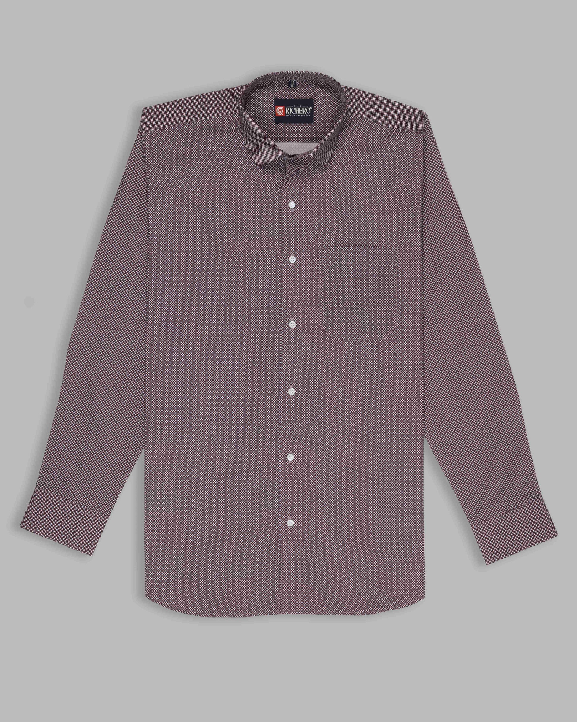 Maroon dotted office were shirt