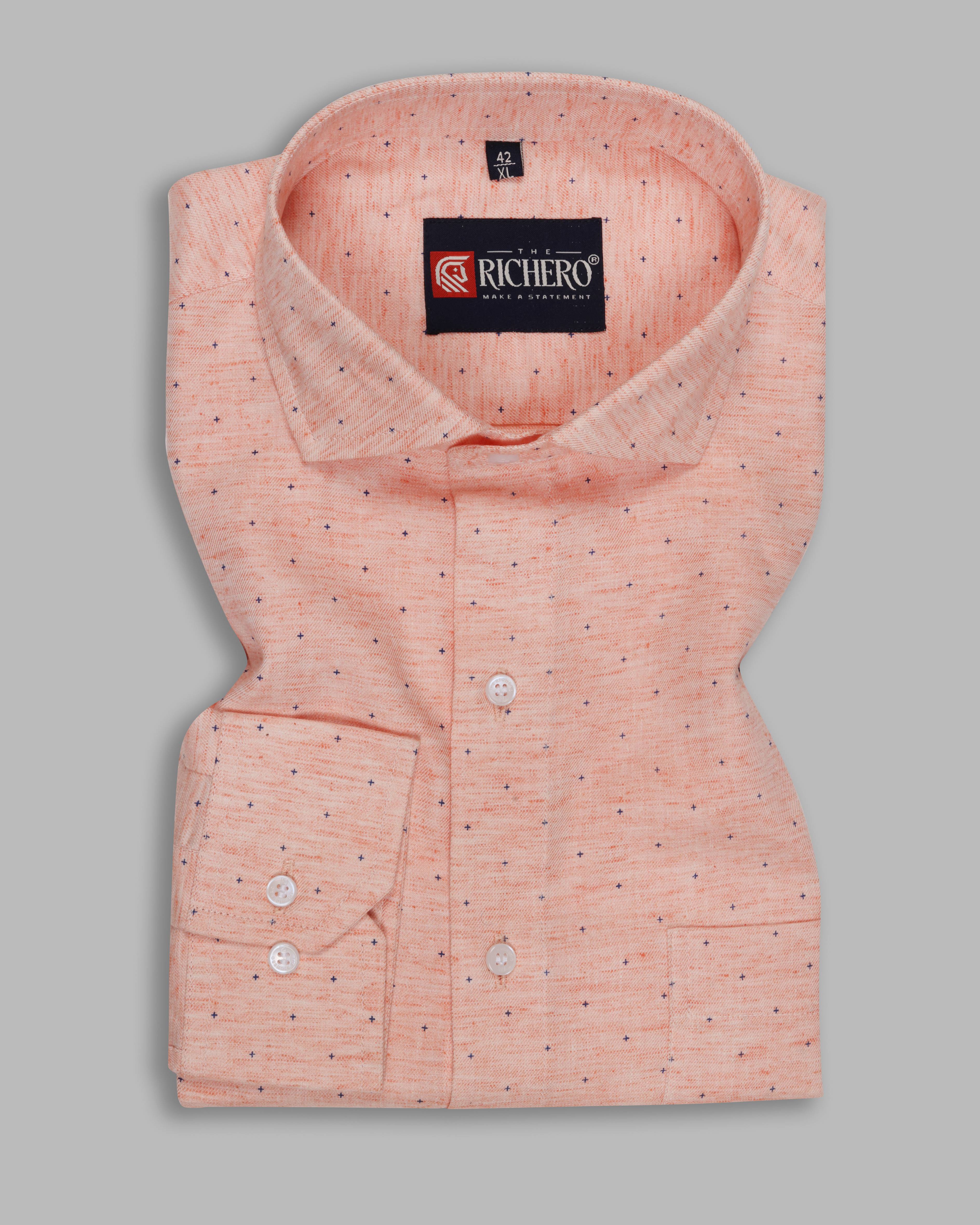 Orange cotton office wear shirt 