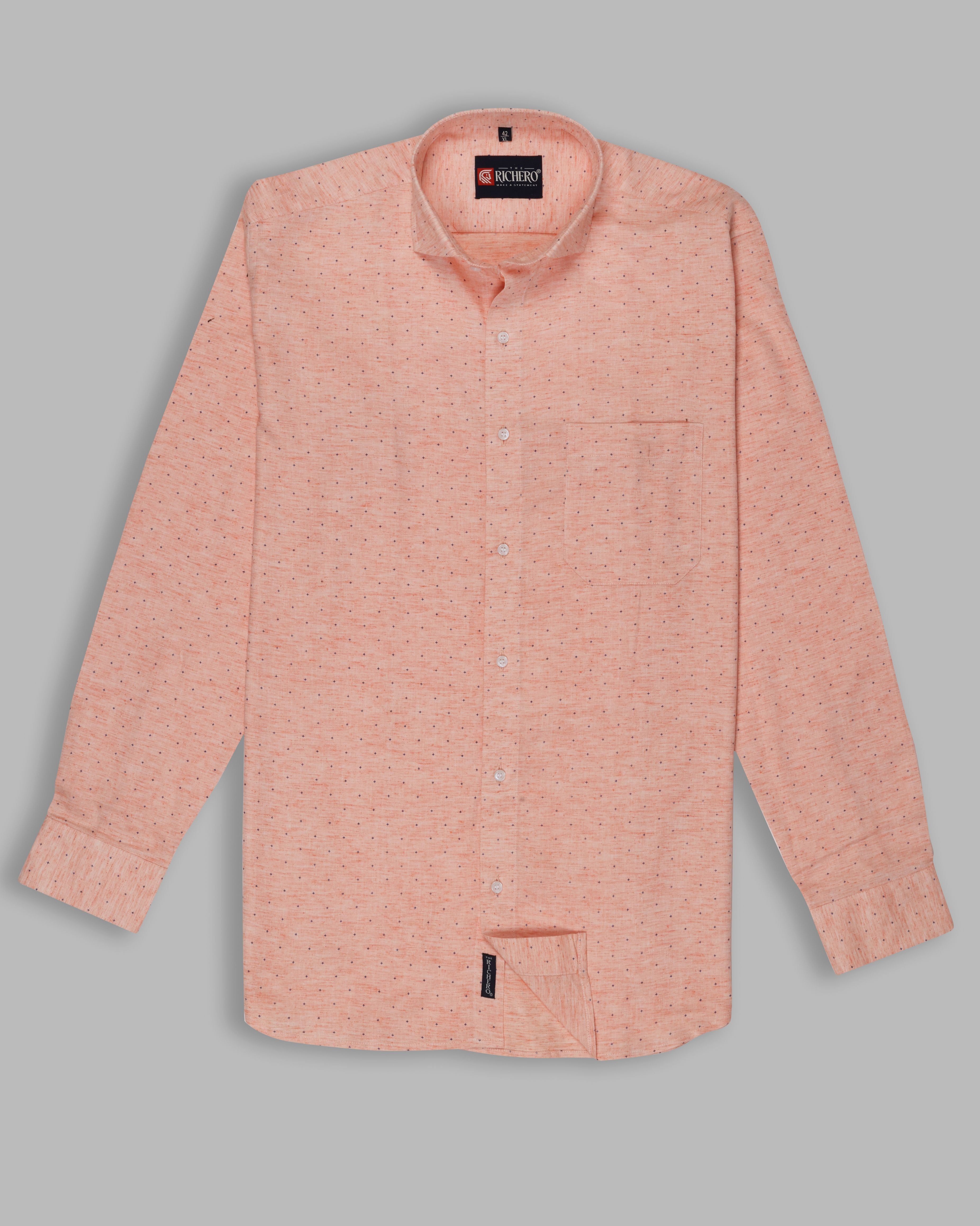 Orange cotton office wear shirt 