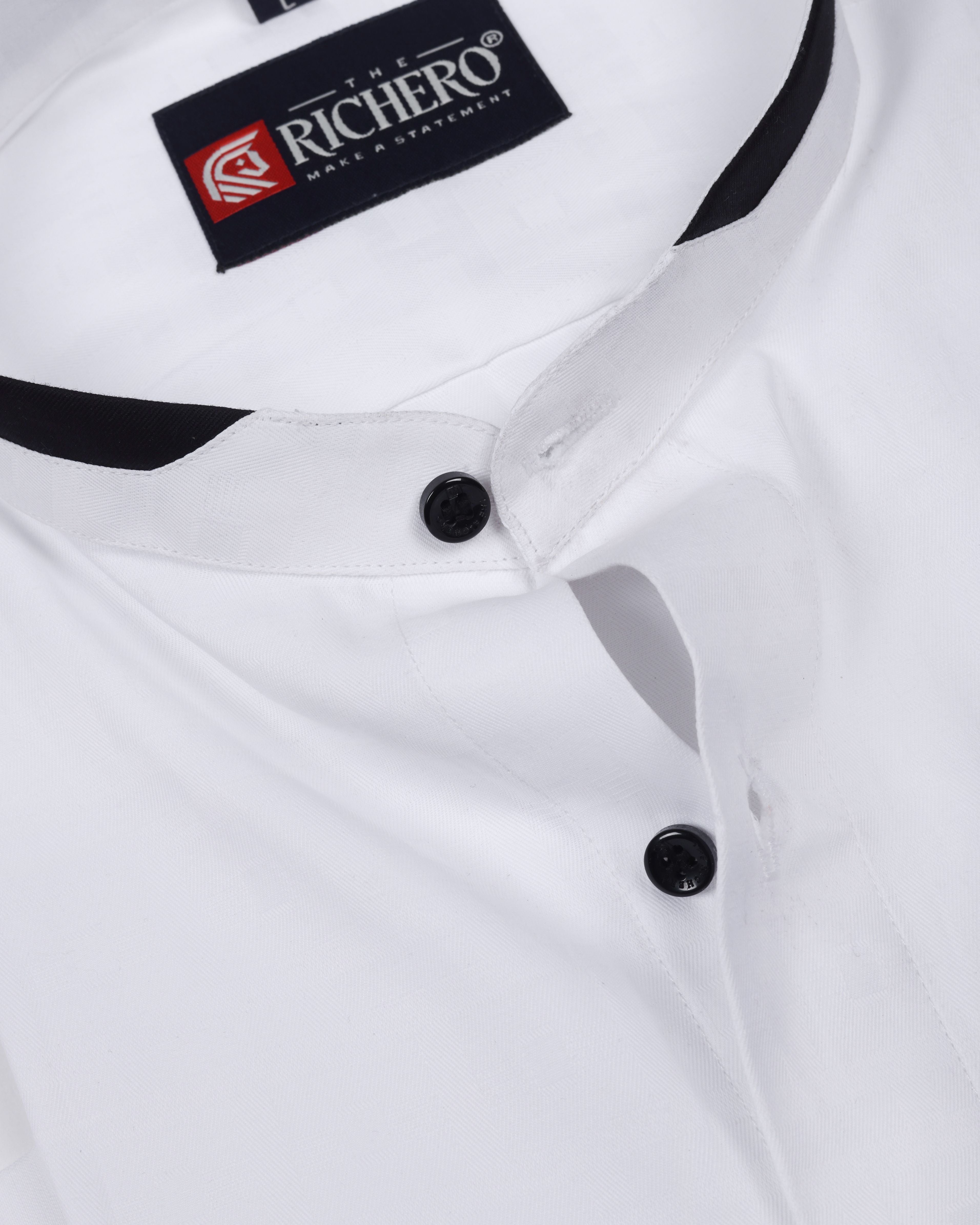 White shirt with black color buttons