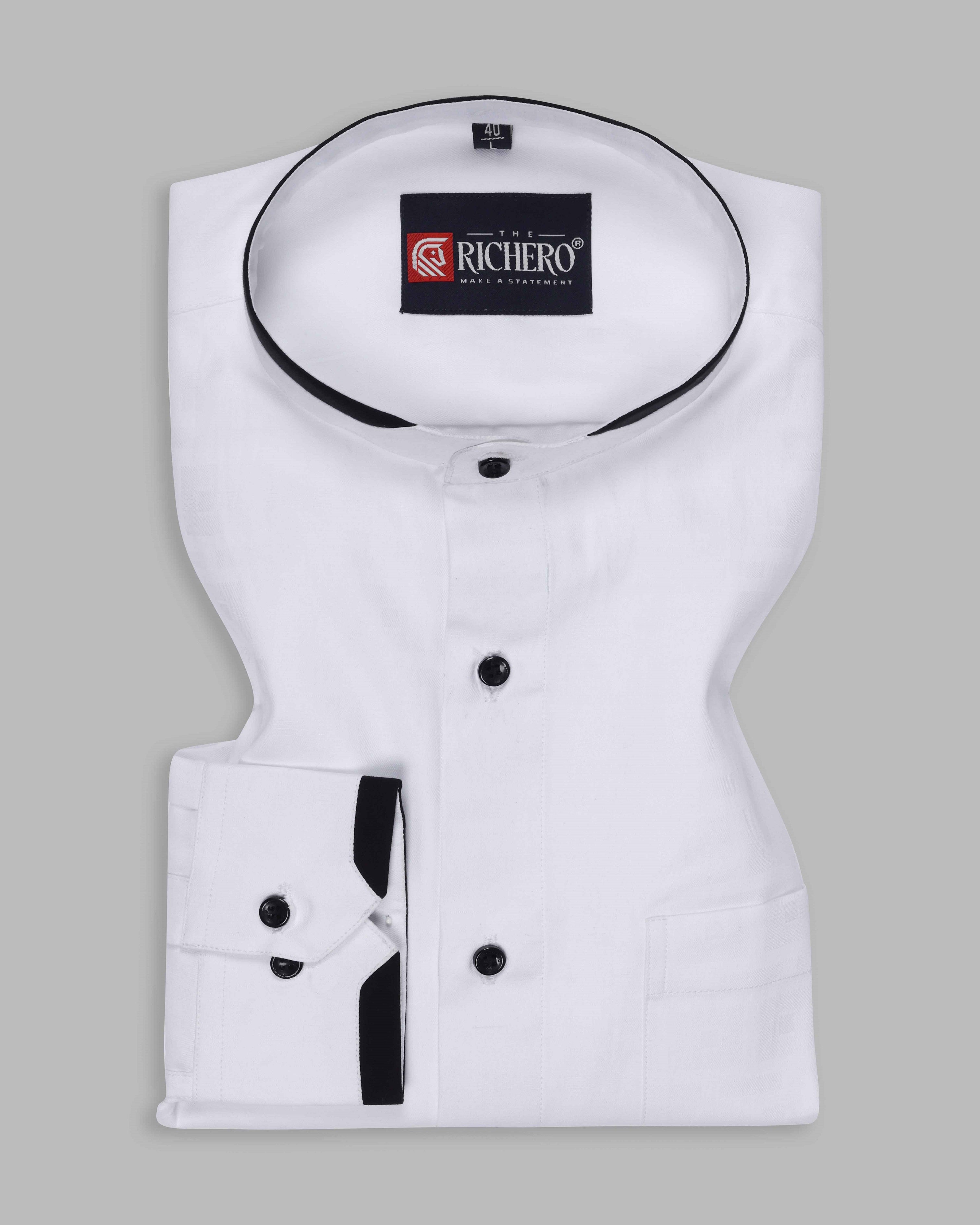 White shirt with black color buttons