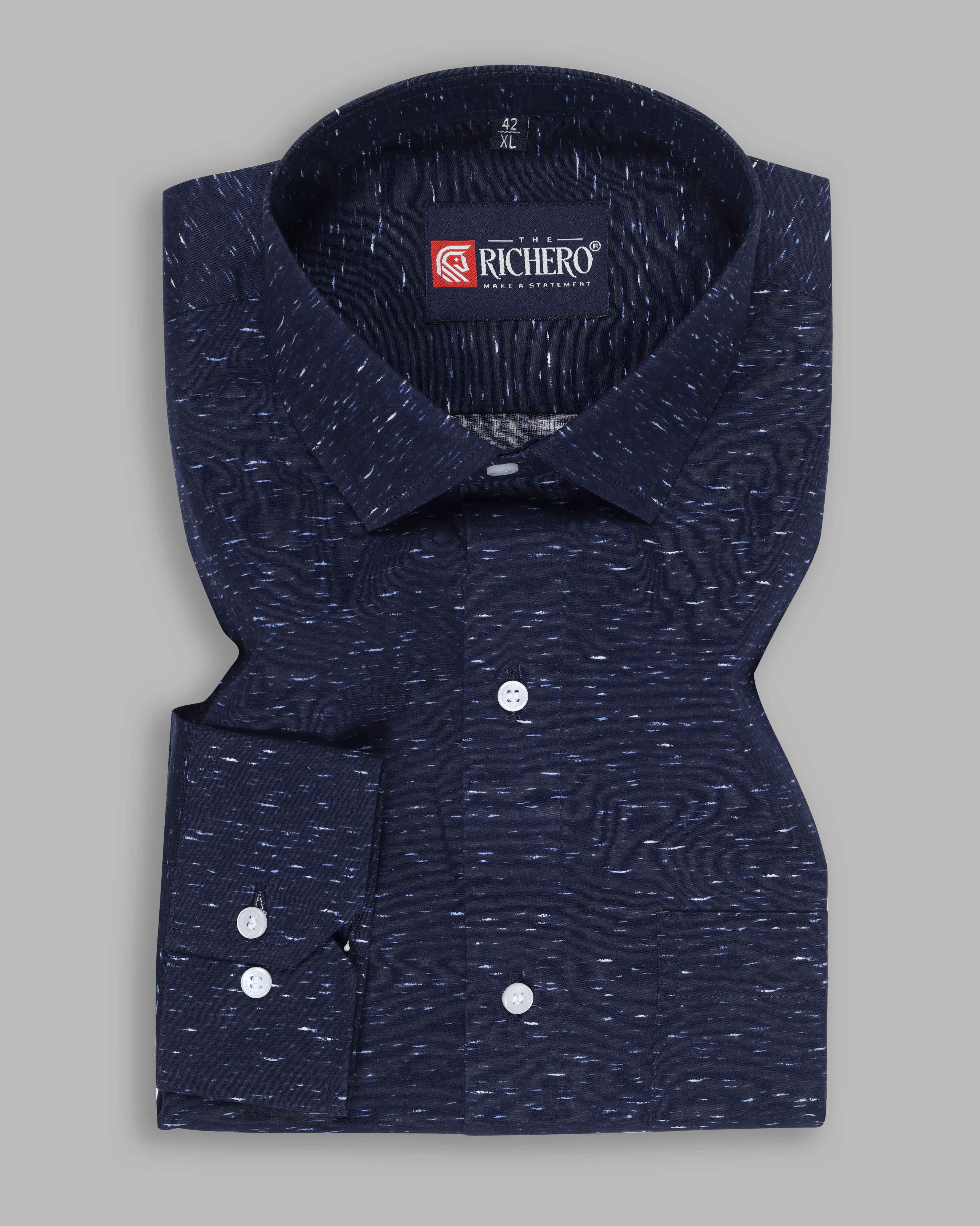  100% cotton navy blue printed fabric Shirt