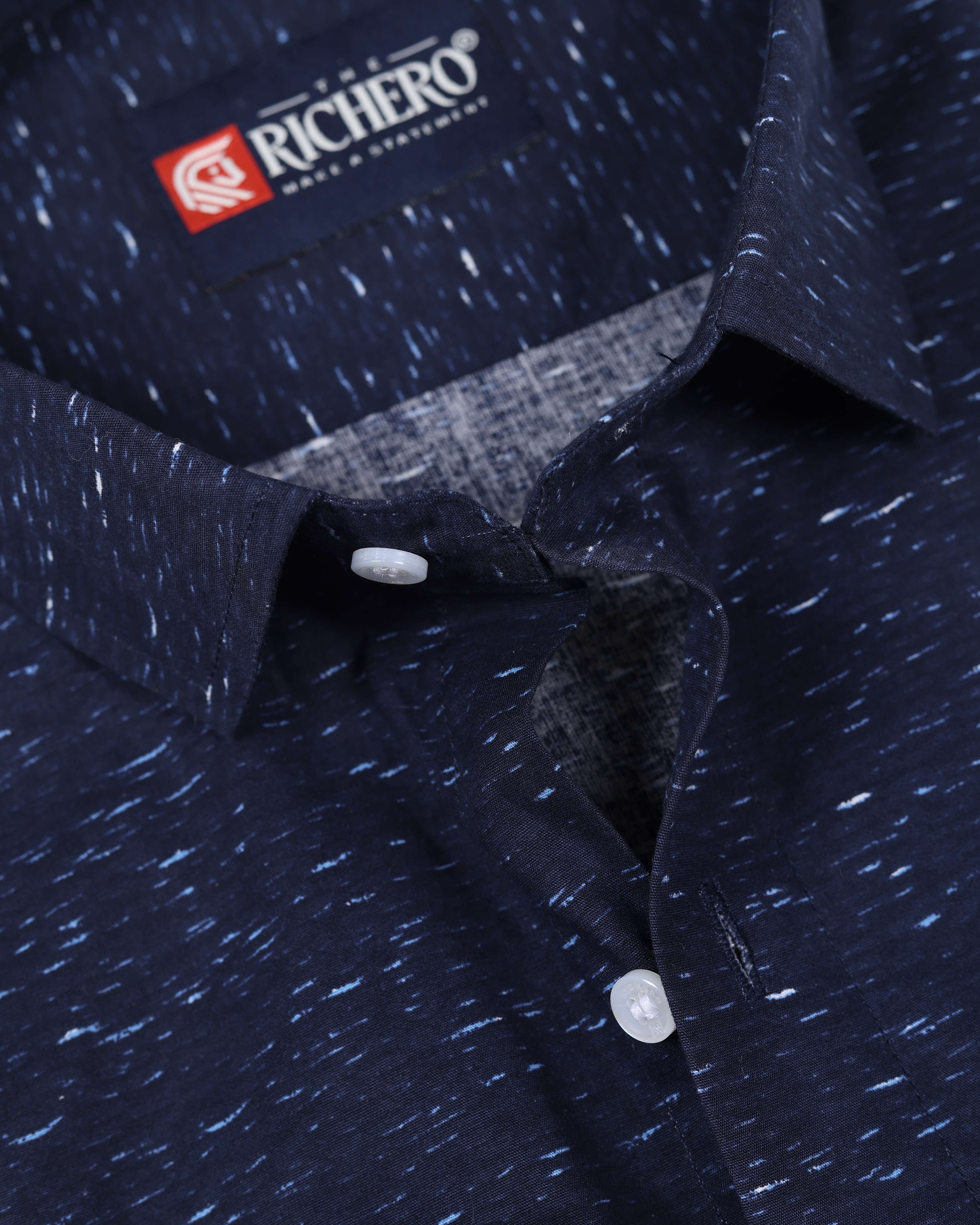  100% cotton navy blue printed fabric Shirt