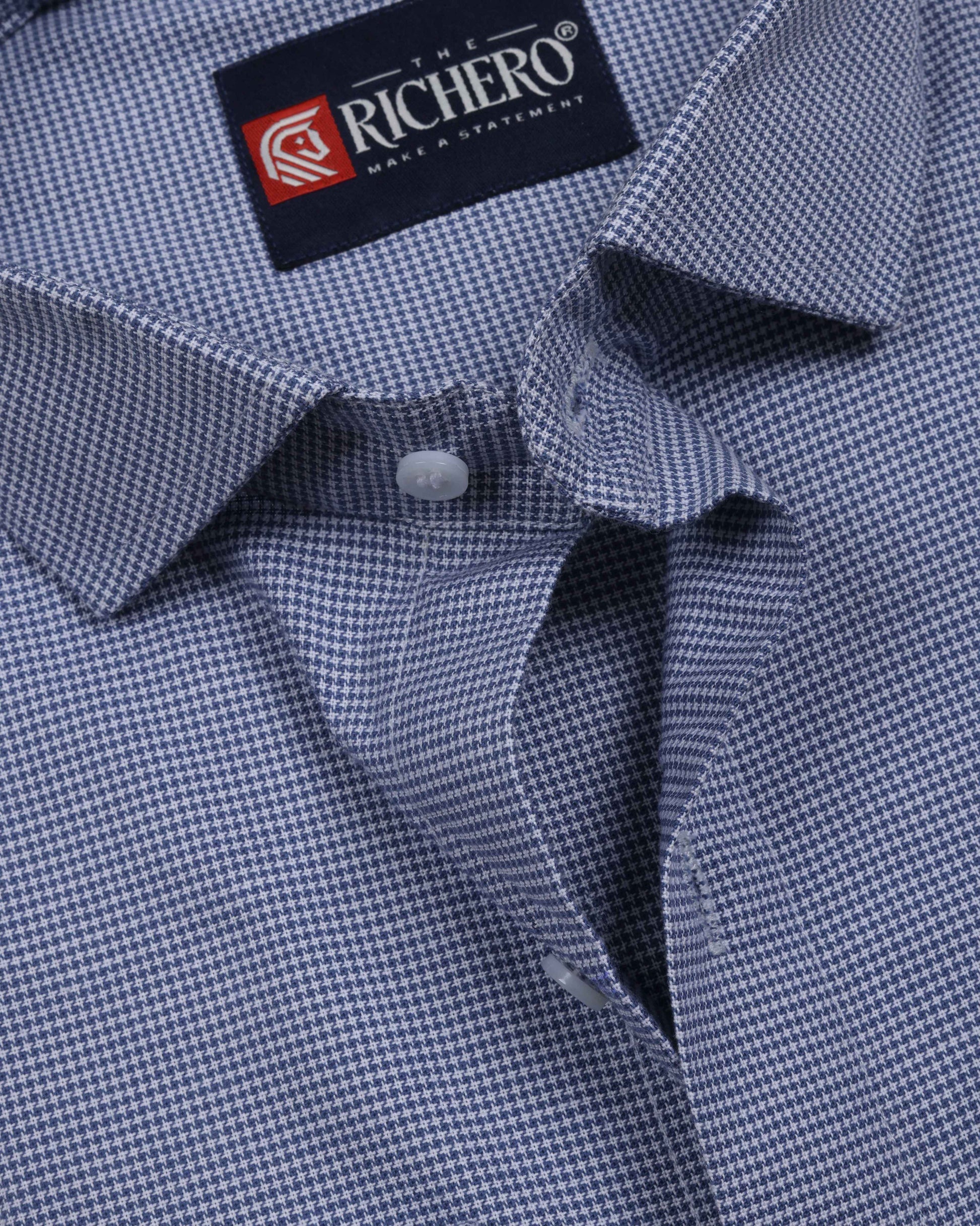 Dim blue dobby pattern shirt 