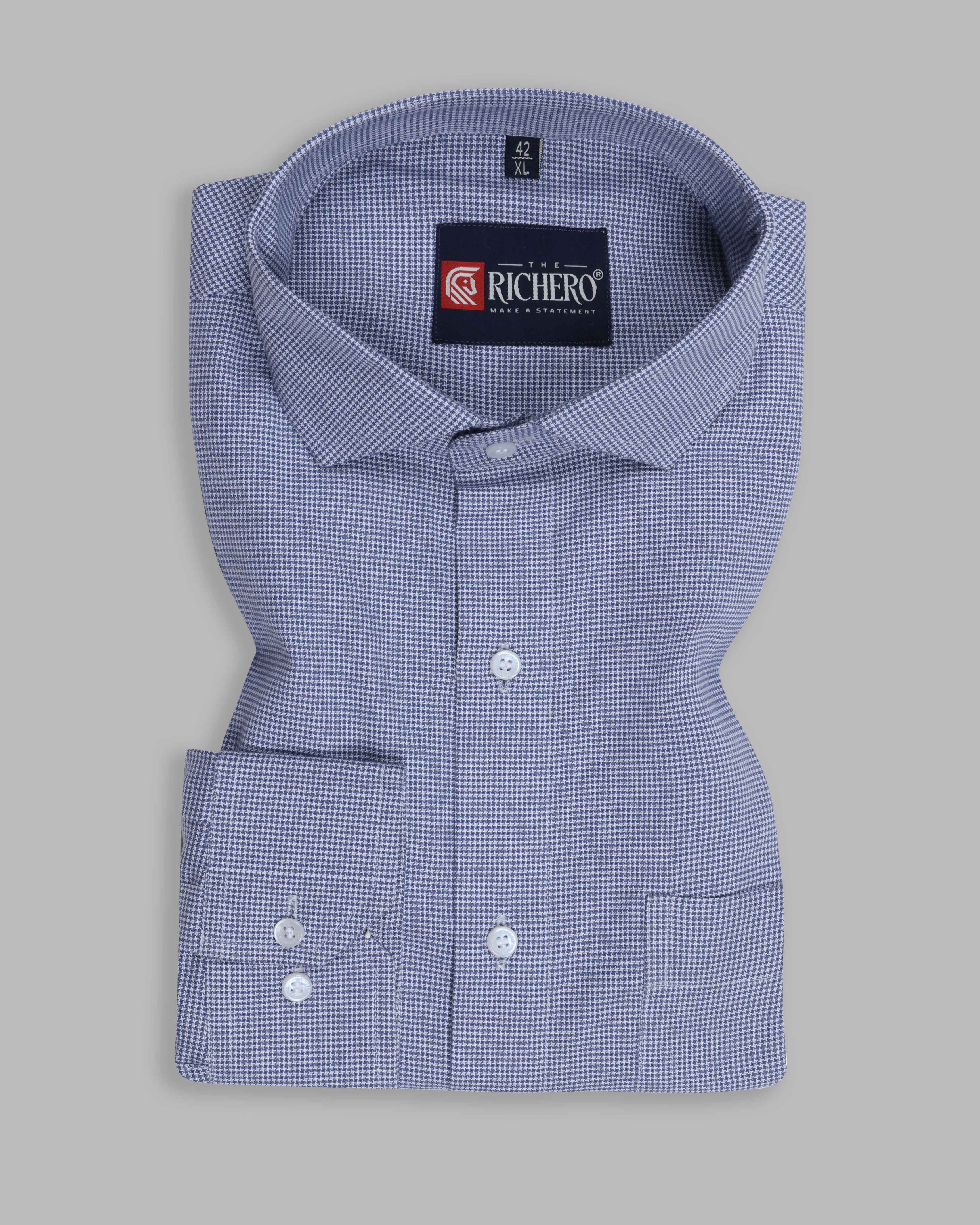 Dim blue dobby pattern shirt 