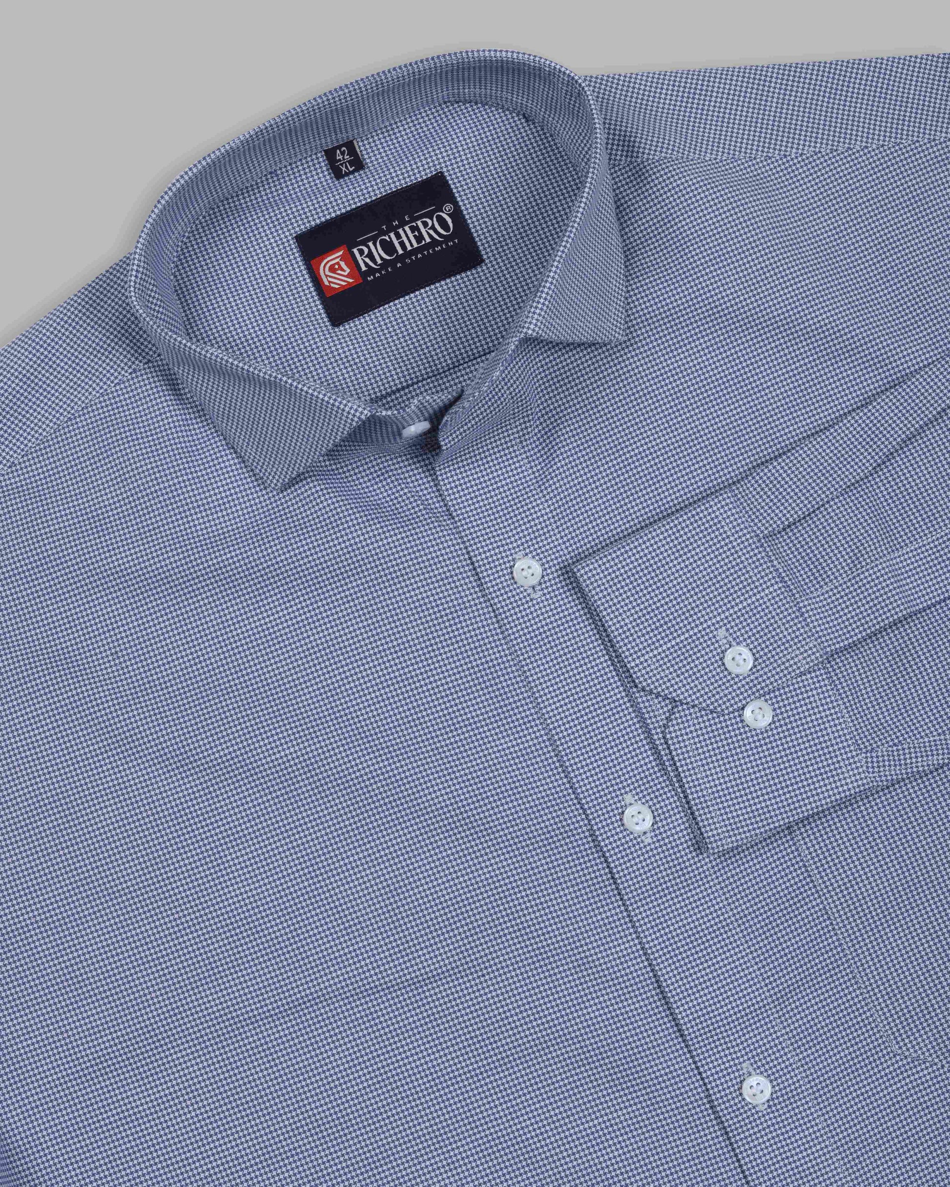 Dim blue dobby pattern shirt 