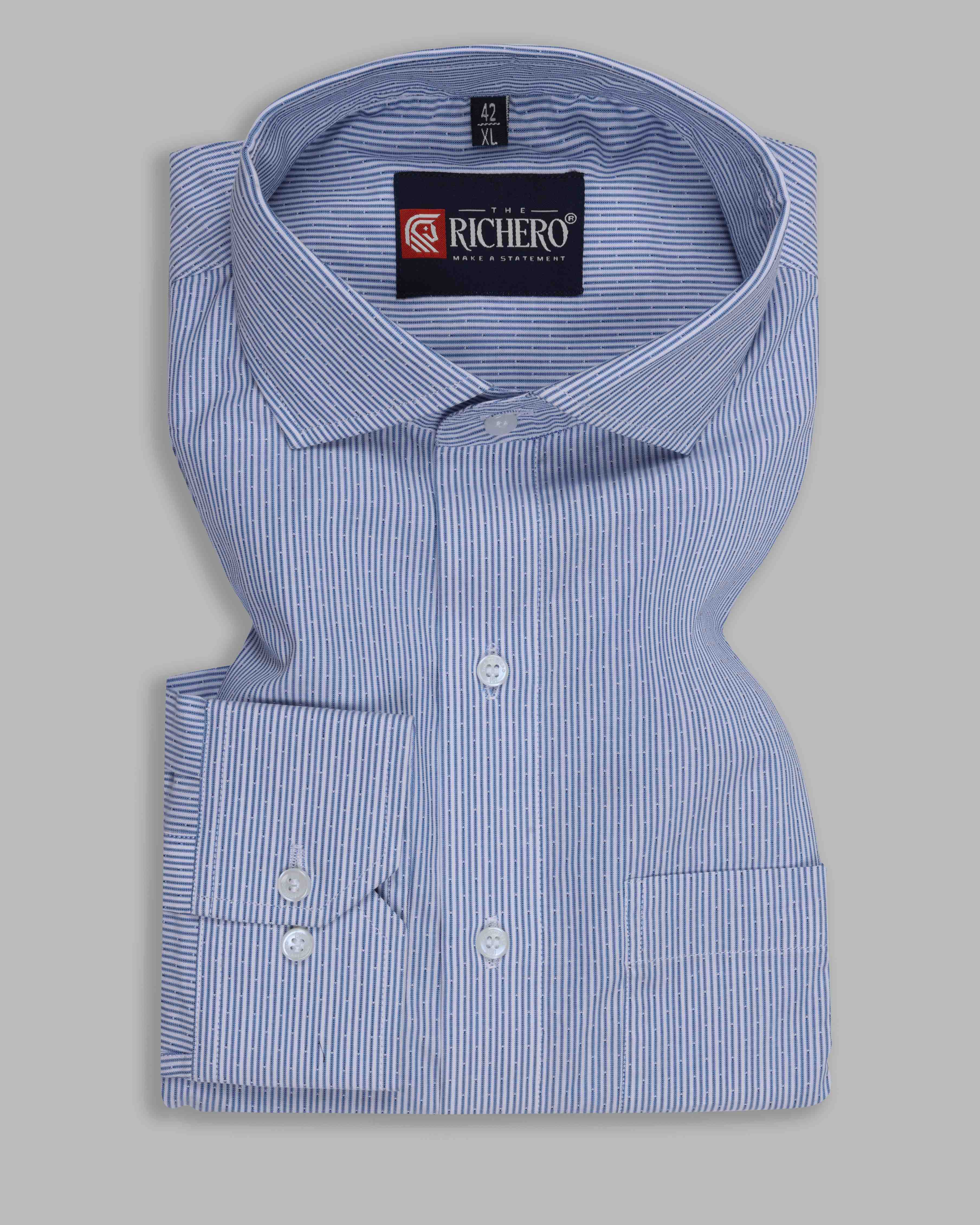 Dotted dobby blue lining formal shirt