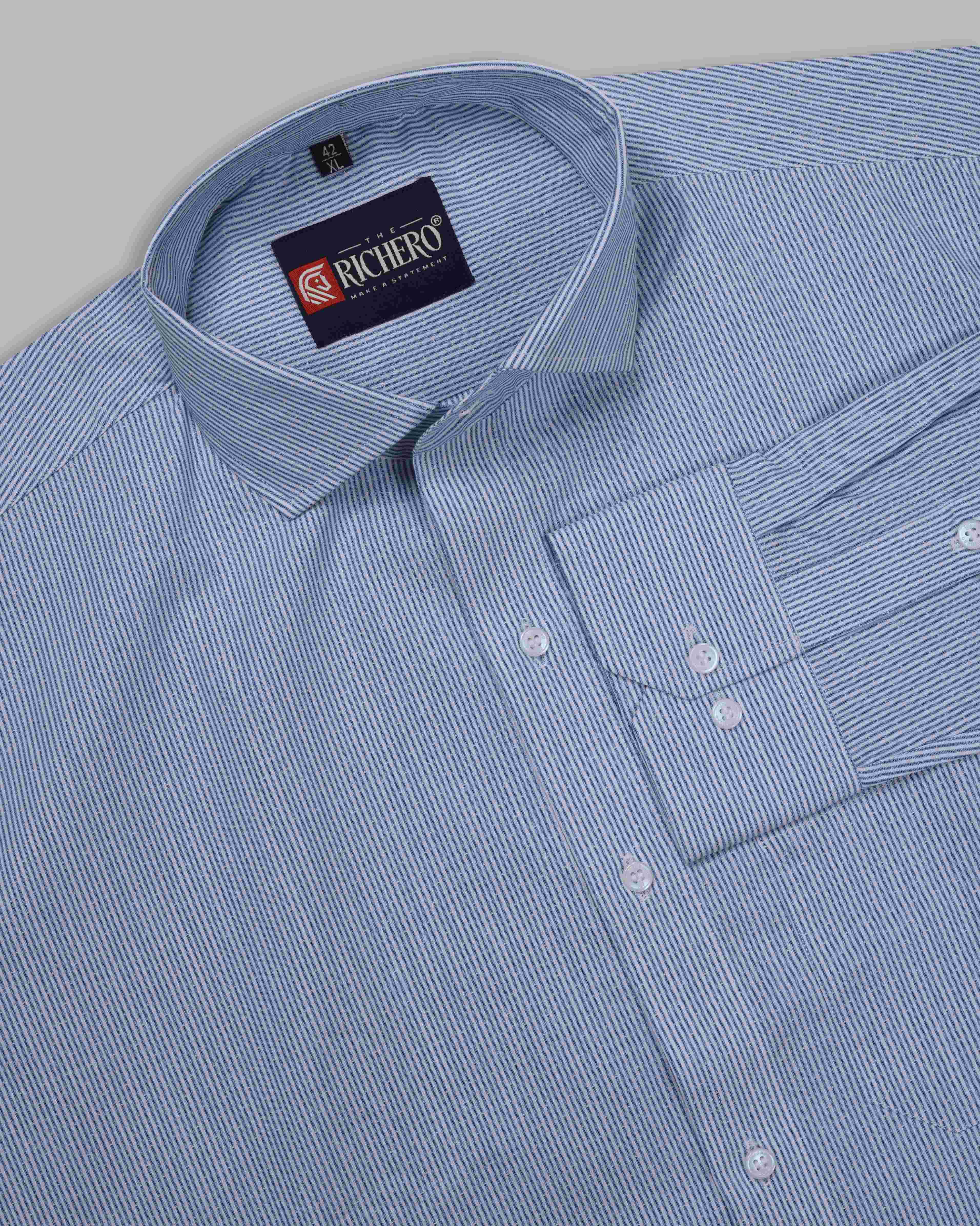 Dotted dobby blue lining formal shirt