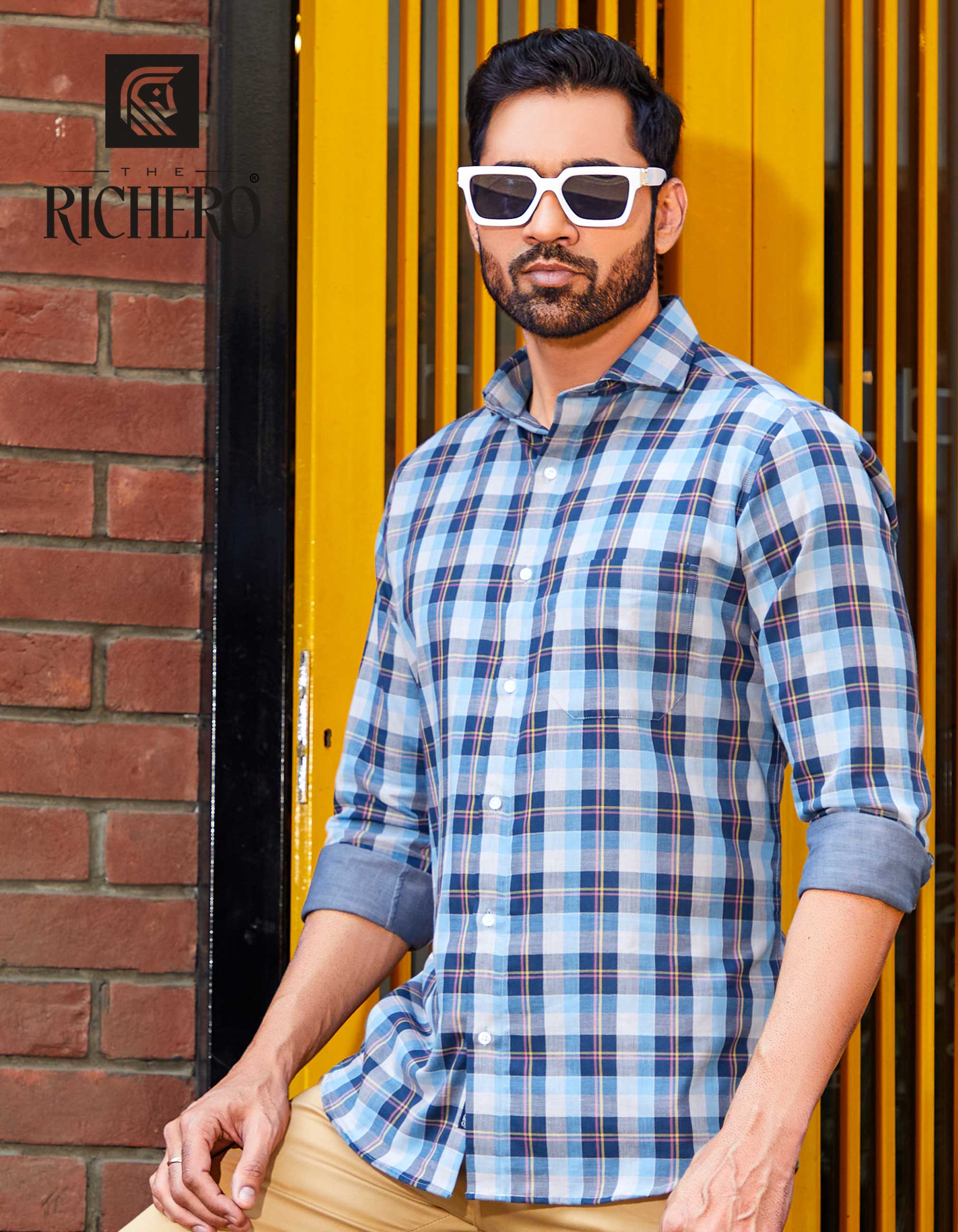 White & Blue checks formal shirt