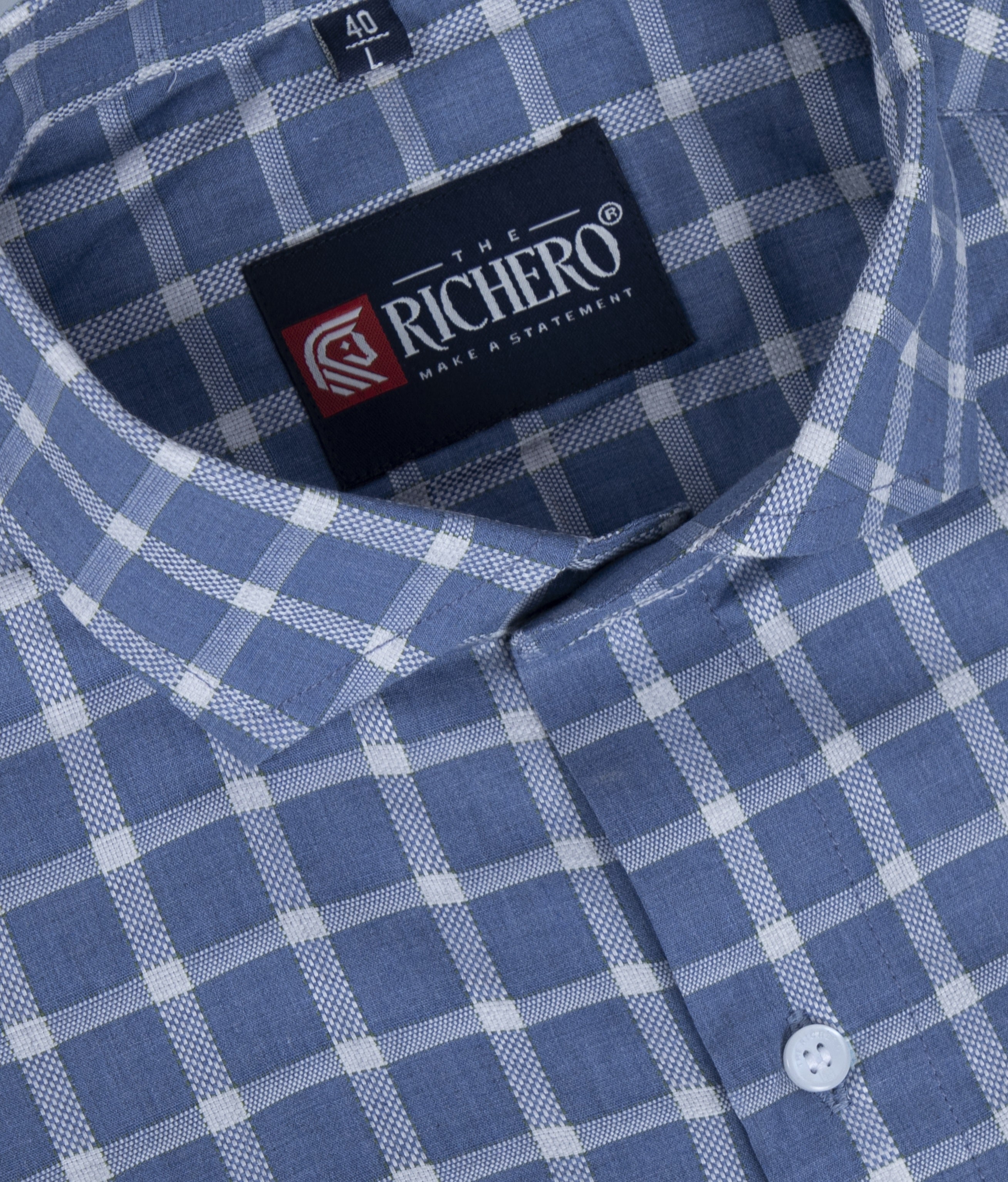 Denim blue Box checks shirt