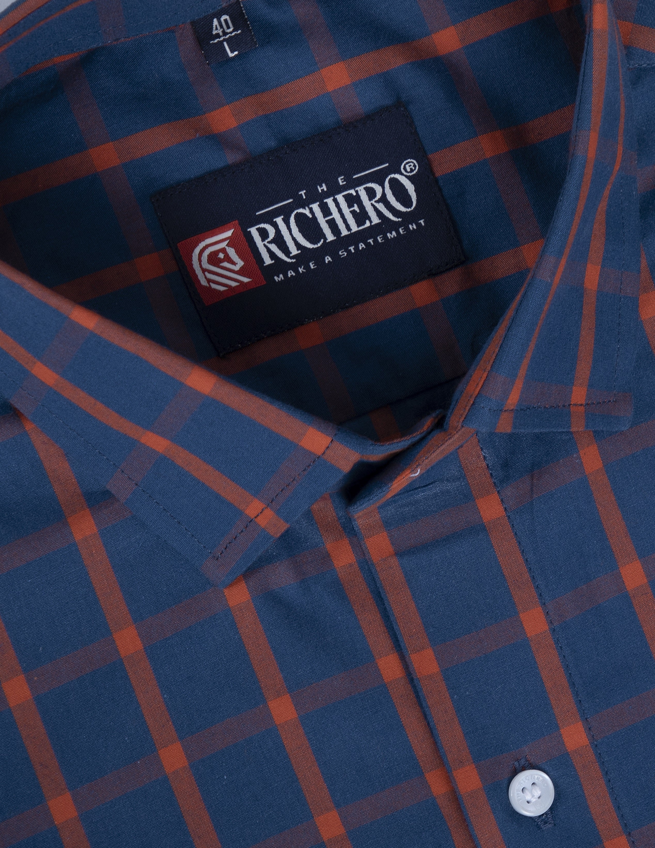 Blue Giza Cotton Box Checks Shirt