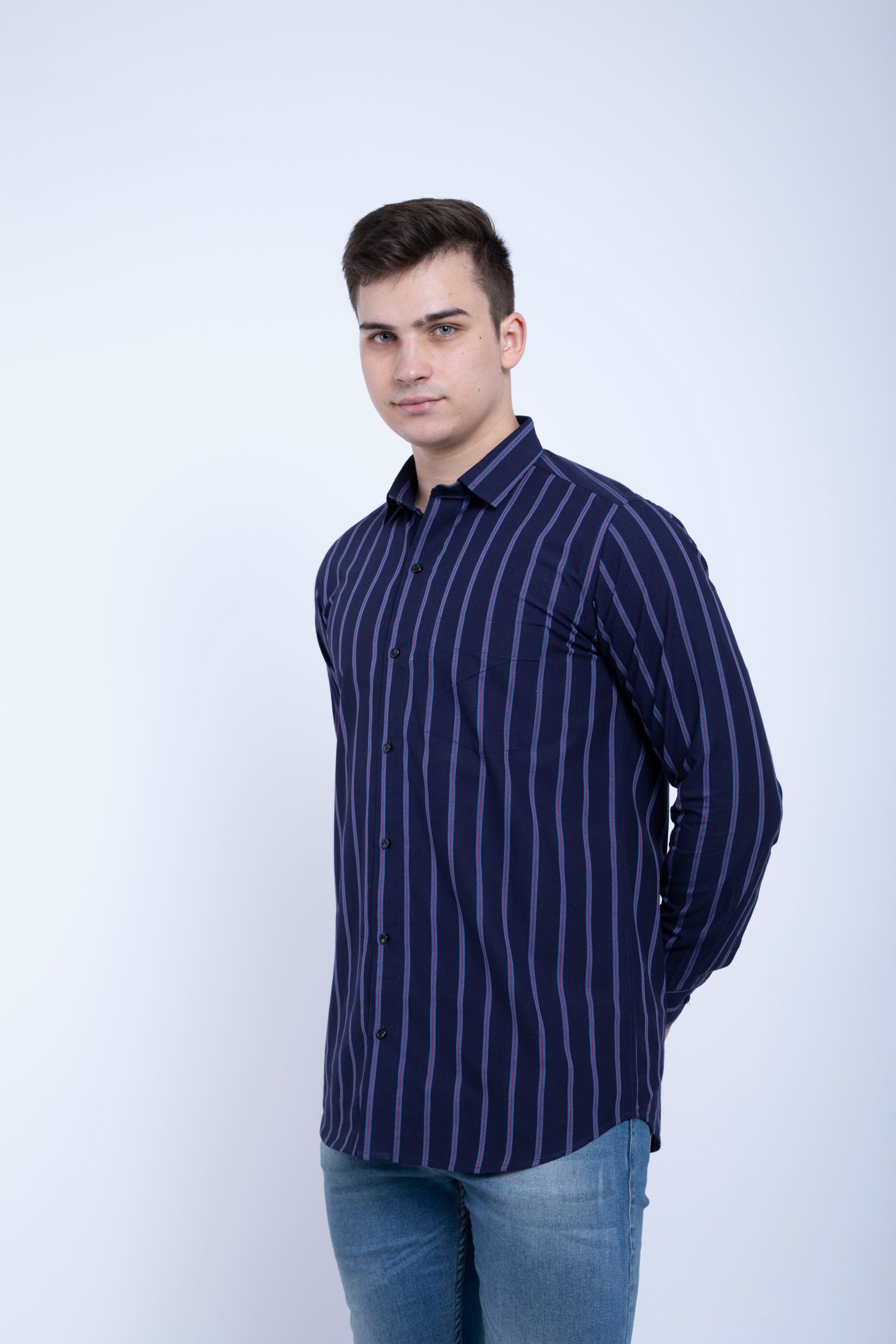 Navy blue and Red Premium linning shirt