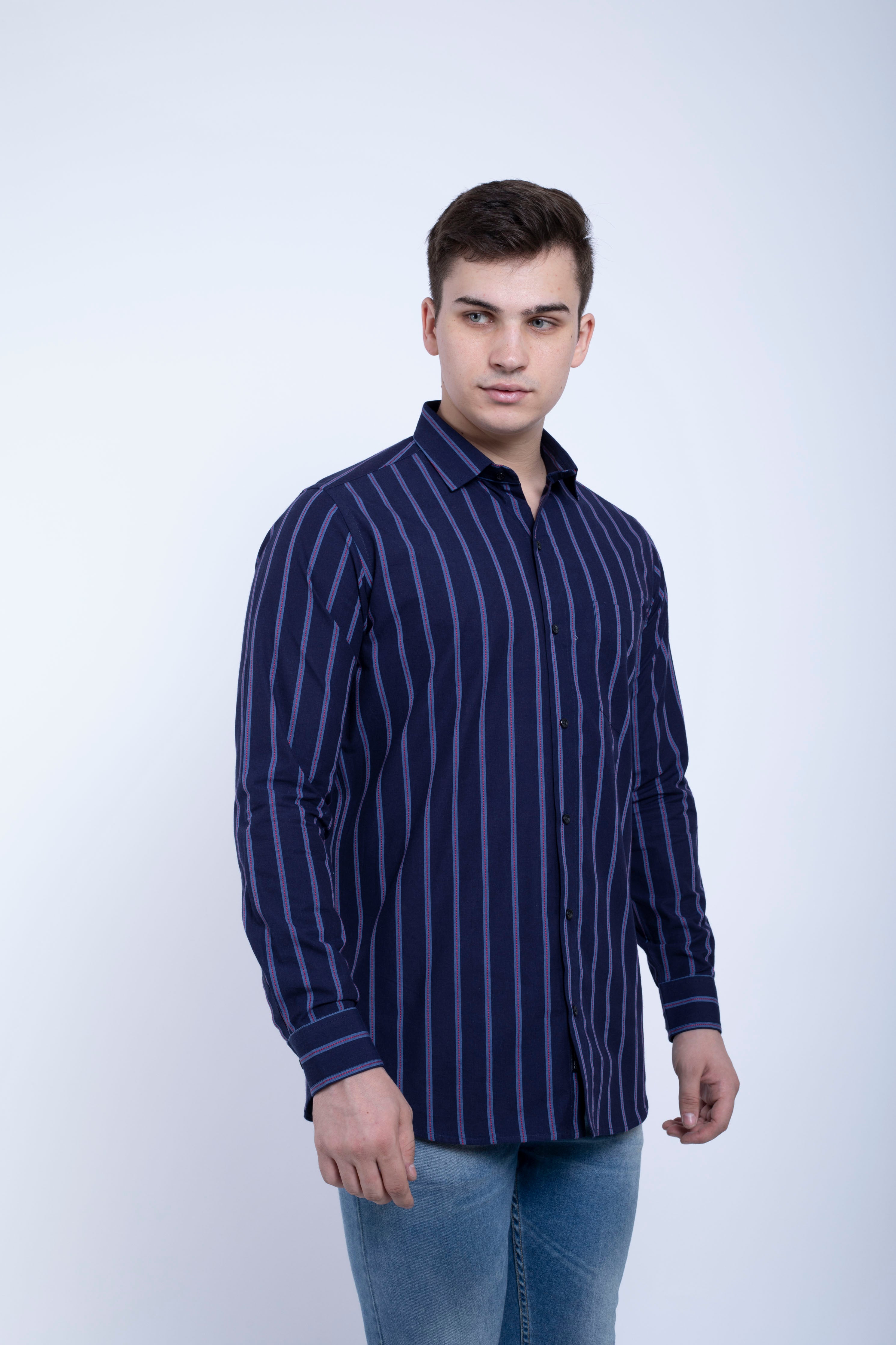 Navy blue and Red Premium linning shirt