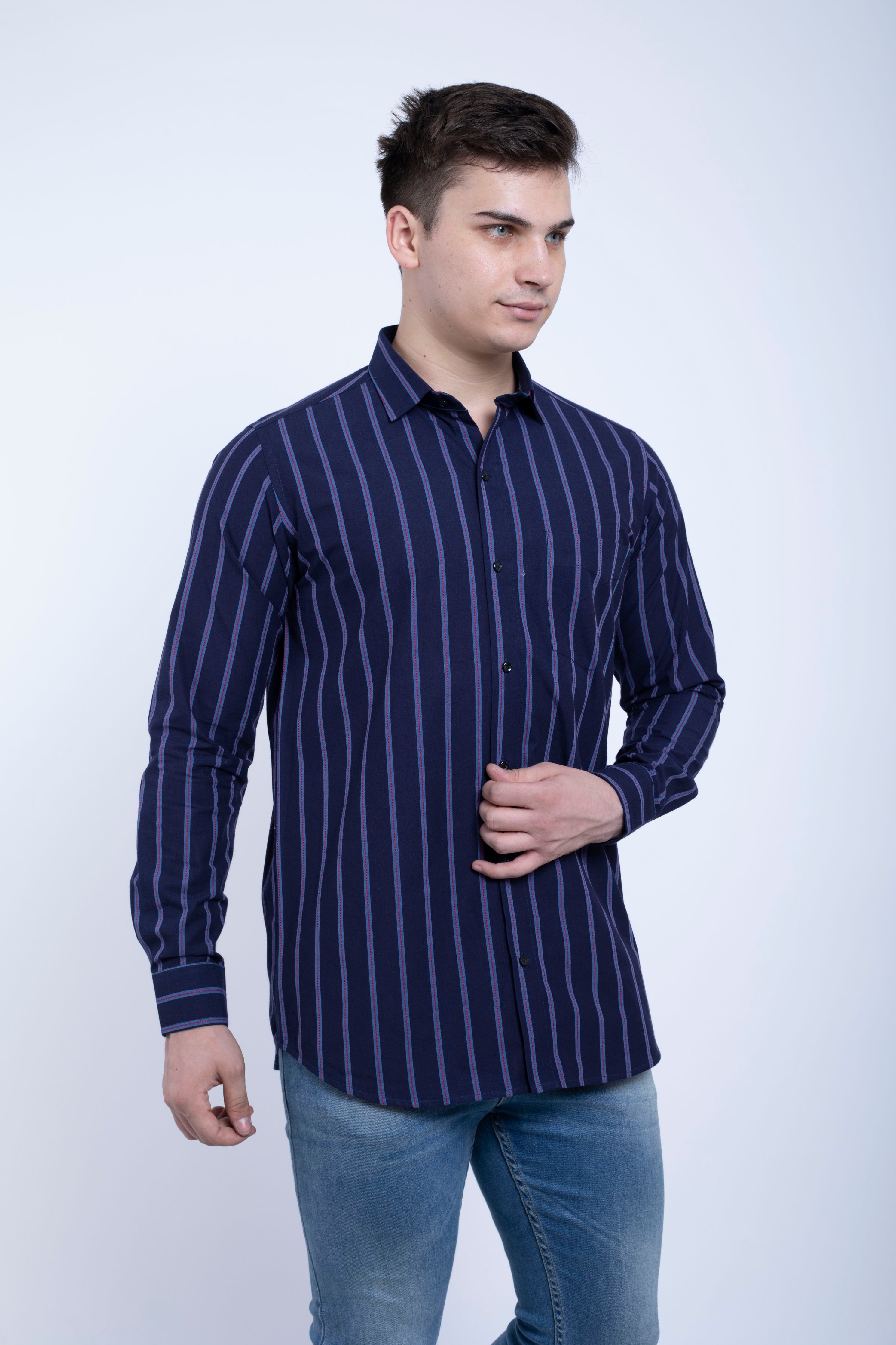 Navy blue and Red Premium linning shirt