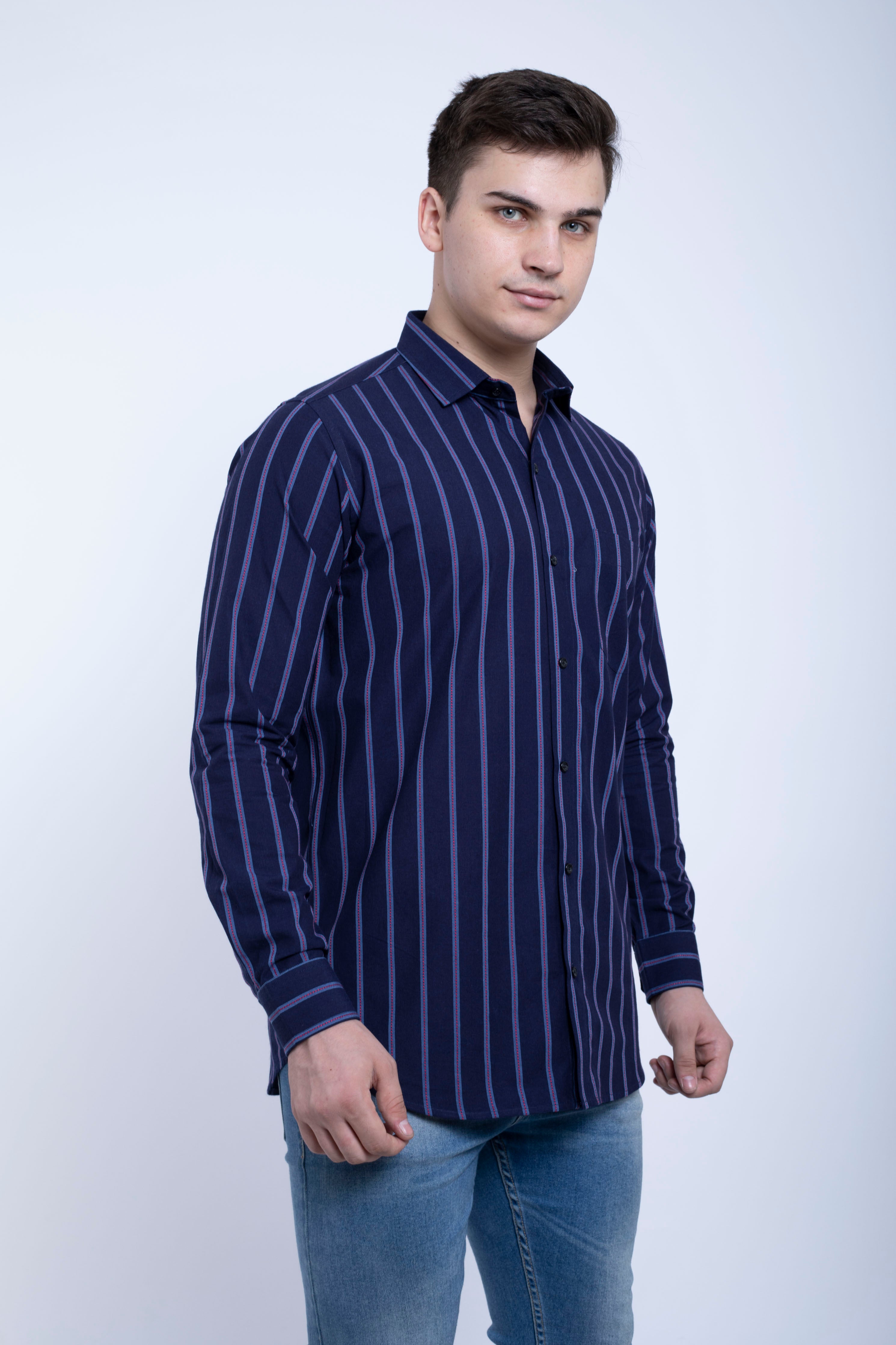 Navy blue and Red Premium linning shirt