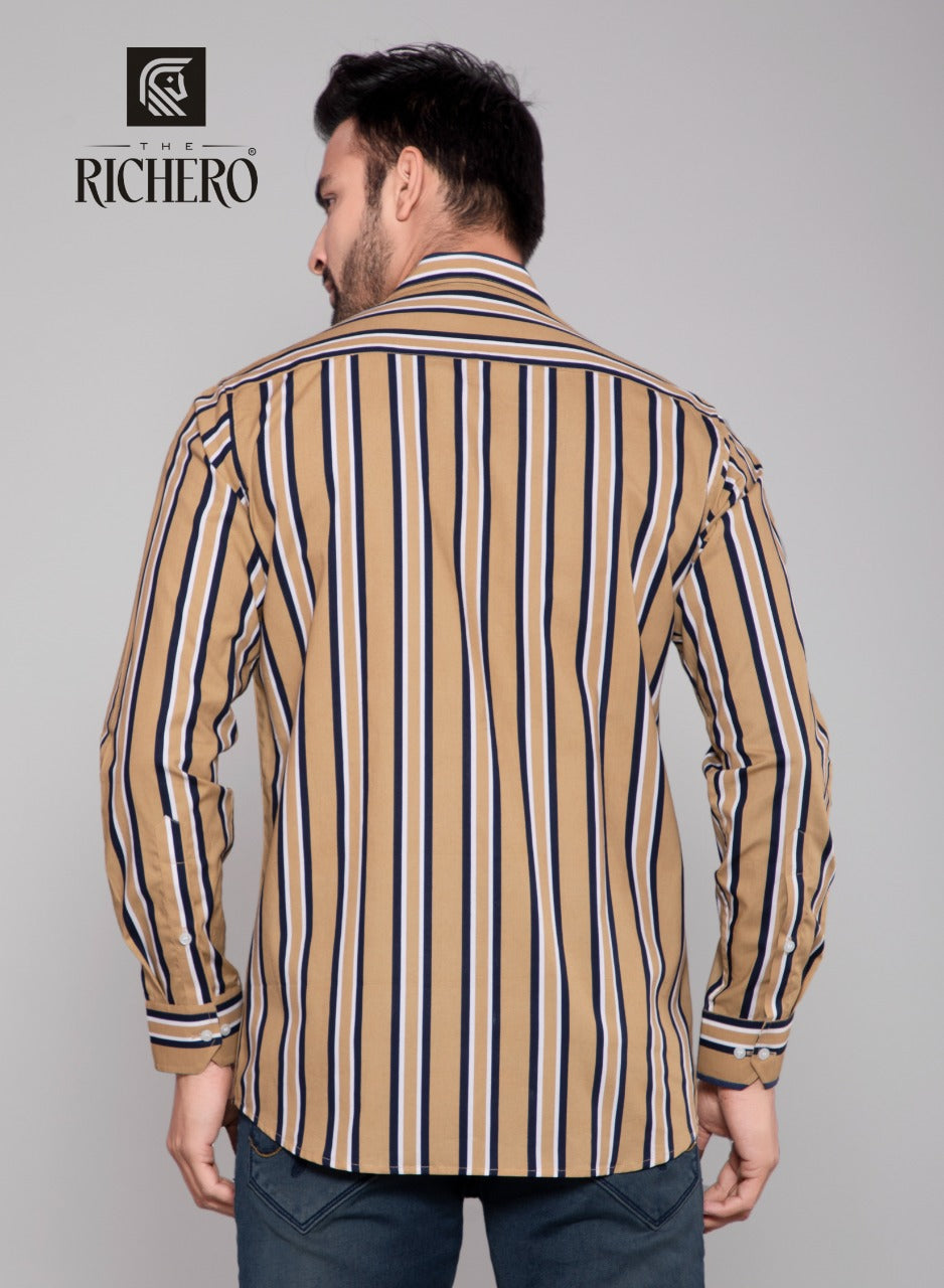 White stripes mustard yellow party shirt