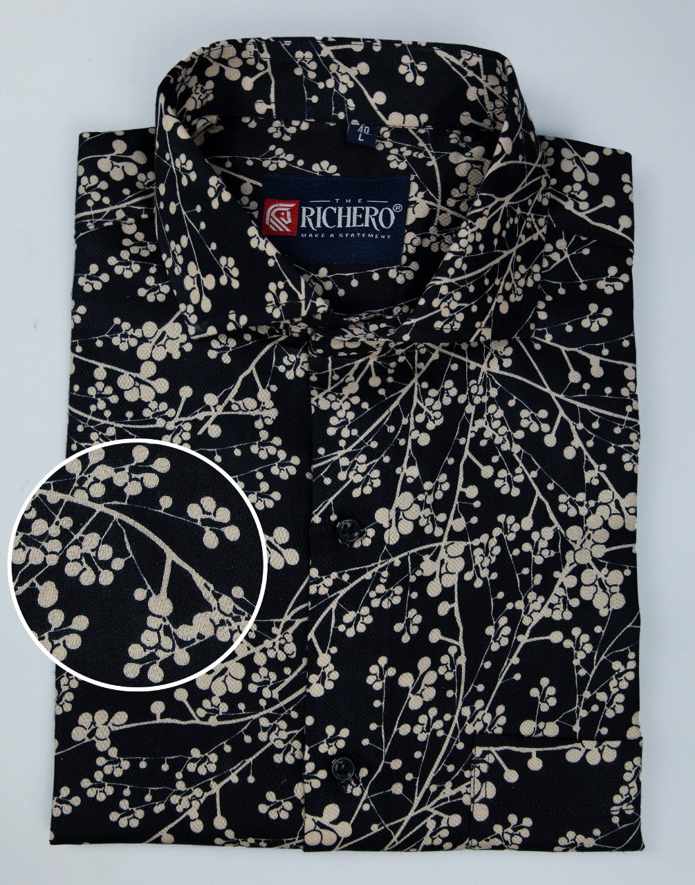 Micro floral printed fabric casual shirt