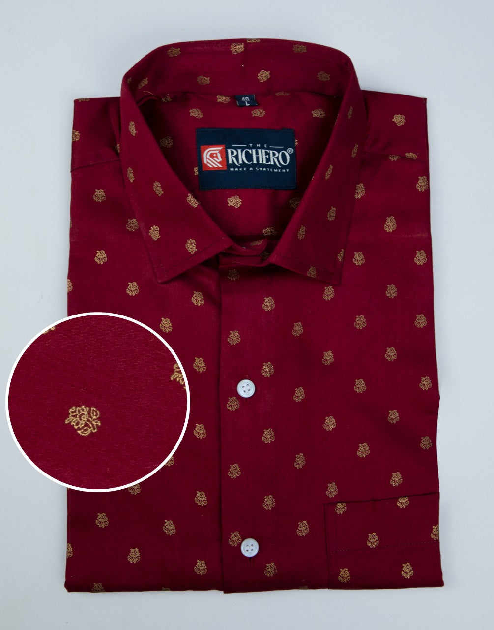 Cherry red gold printed shirt