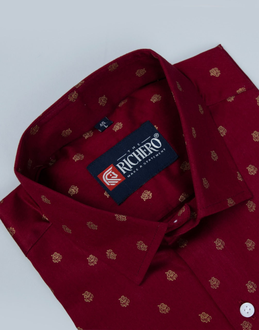 Cherry red gold printed shirt