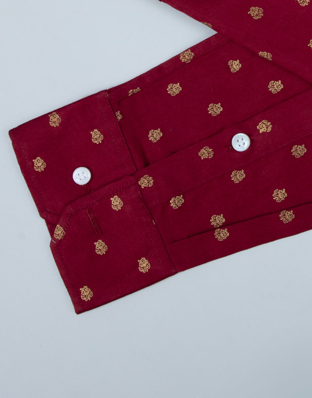 Cherry red gold printed shirt