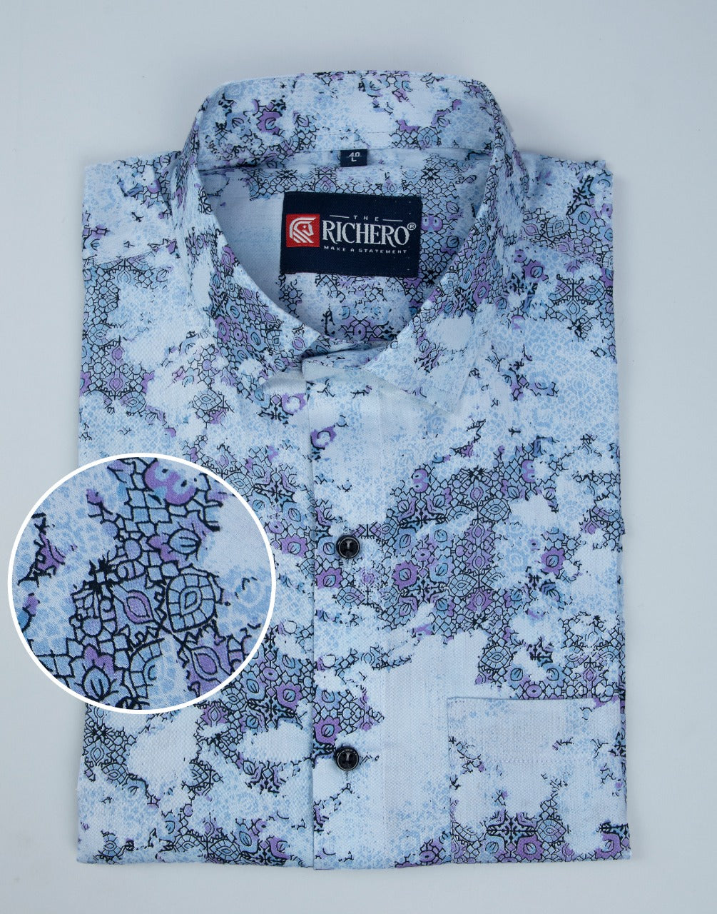 Light blue cotton printed casual shirt