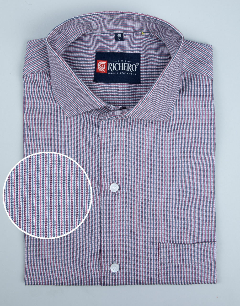 Blue & red micro design checks shirt