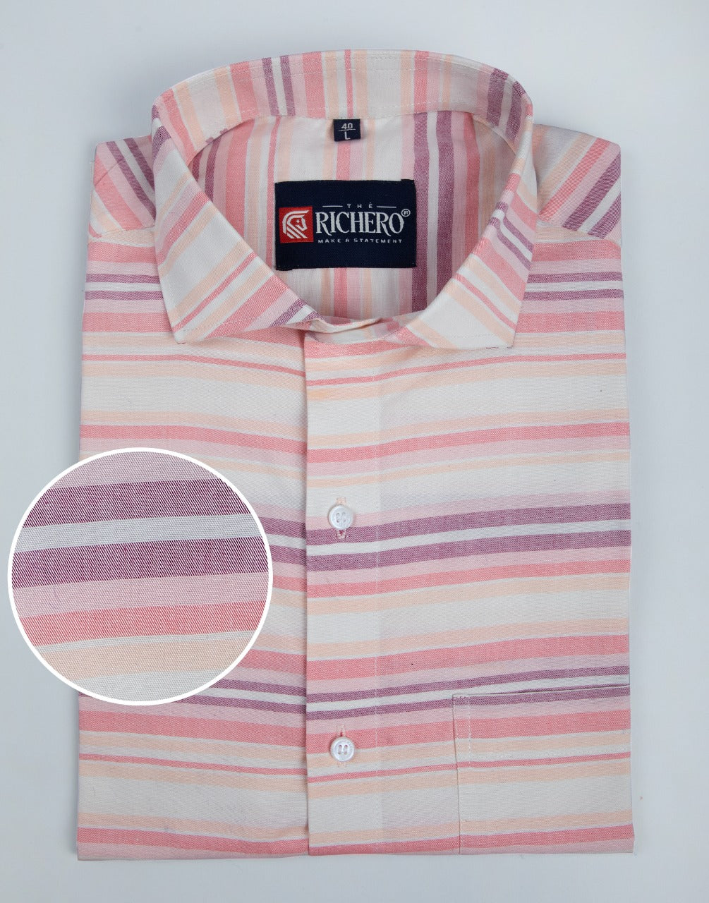 Pink & white stripe line formal shirt