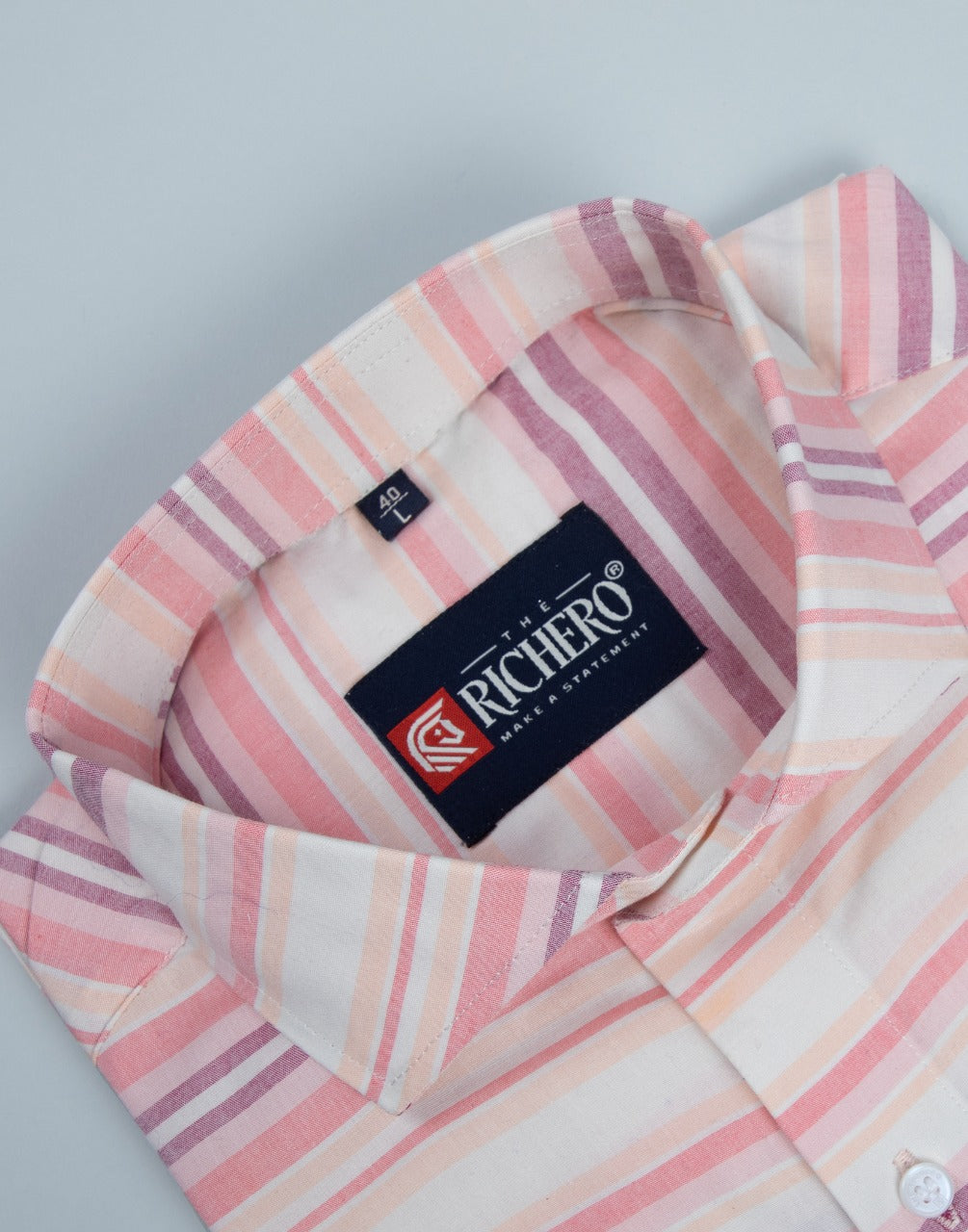 Pink & white stripe line formal shirt