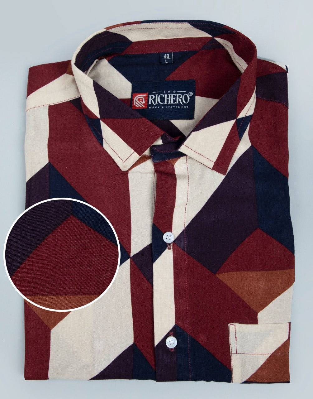 Maroon & navy blue printed shirt