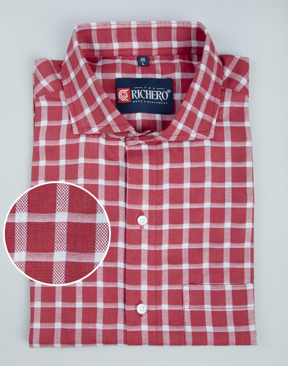 Formal maroon checks shirt 