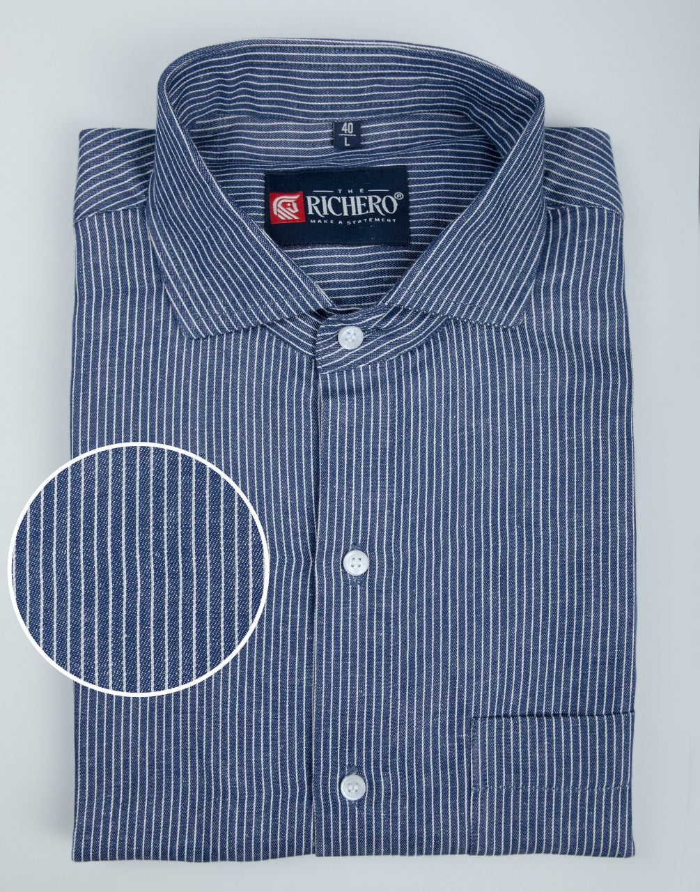 Line denim blue formal shirt