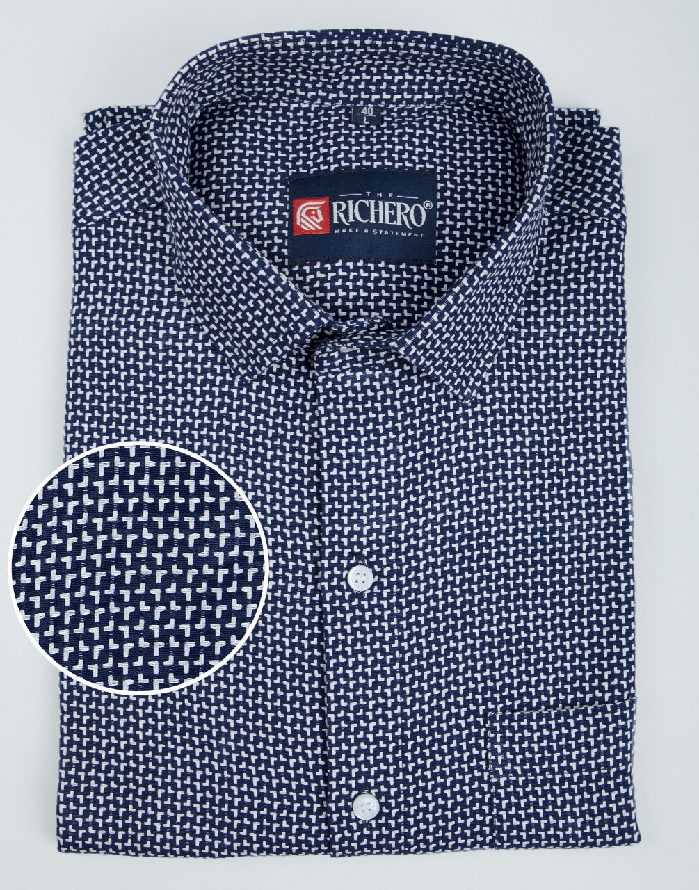 Navy blue & white line casual shirt
