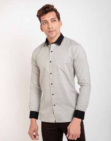  Dots moss khakhi shirt with black coller