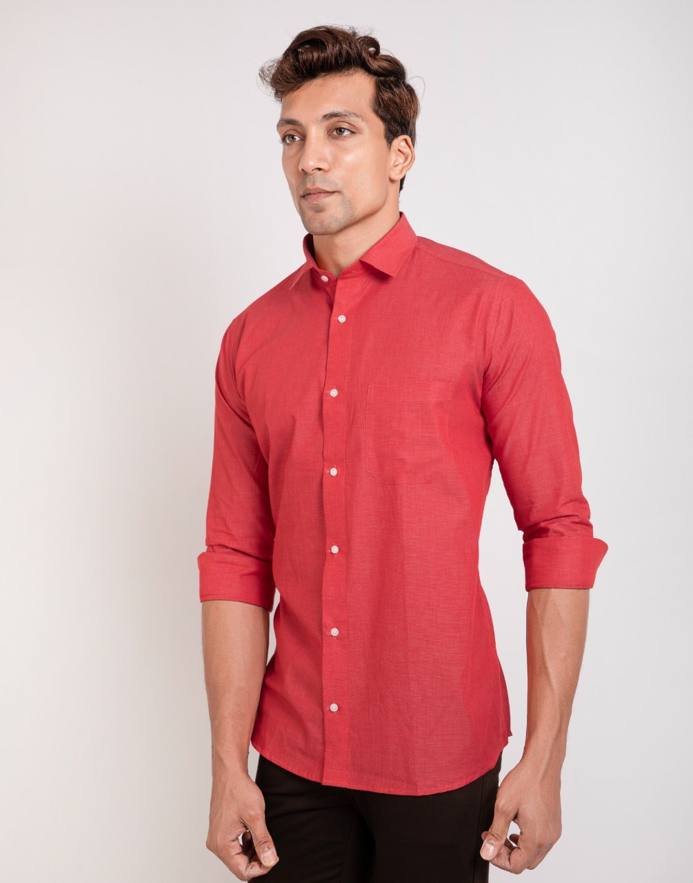 Red plain rich cotton shirt