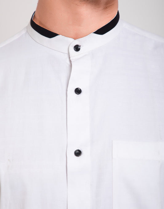 White shirt with black color buttons