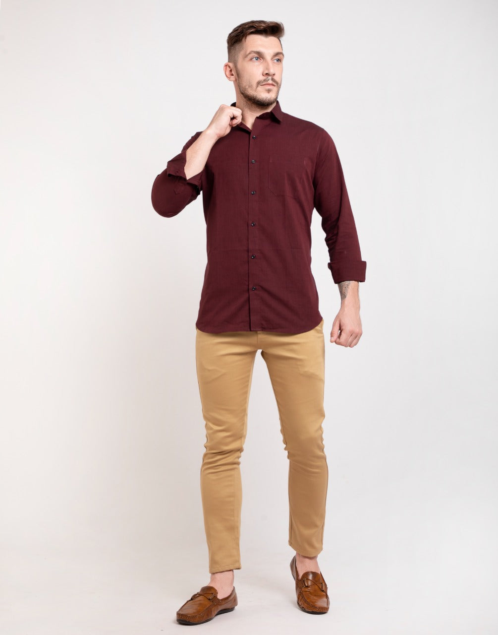 Plain garnet maroon shirt