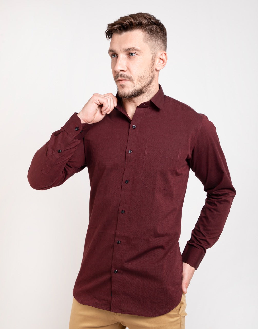 Plain garnet maroon shirt