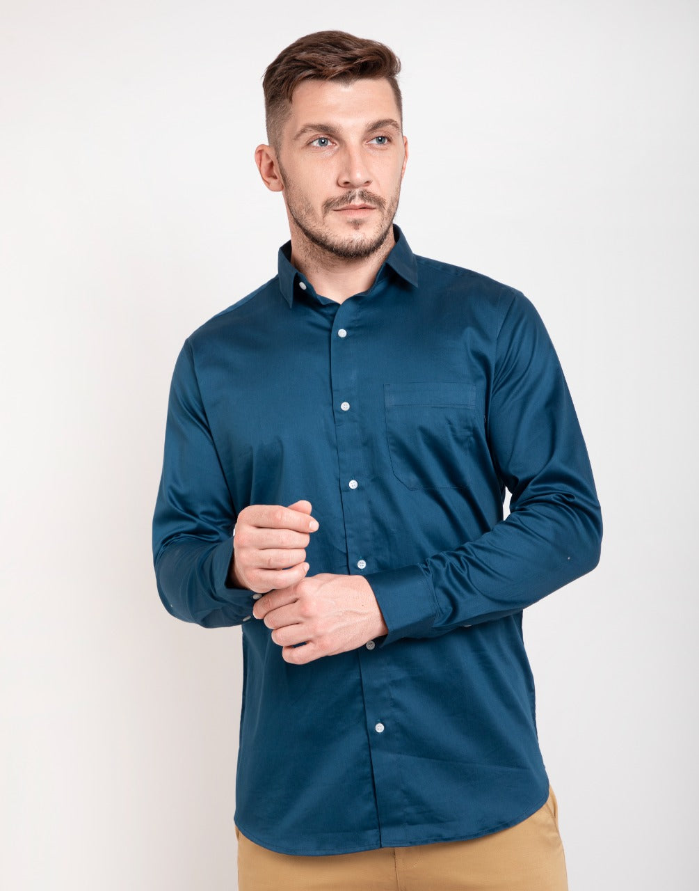 Turquoise blue formal & office wear shirt