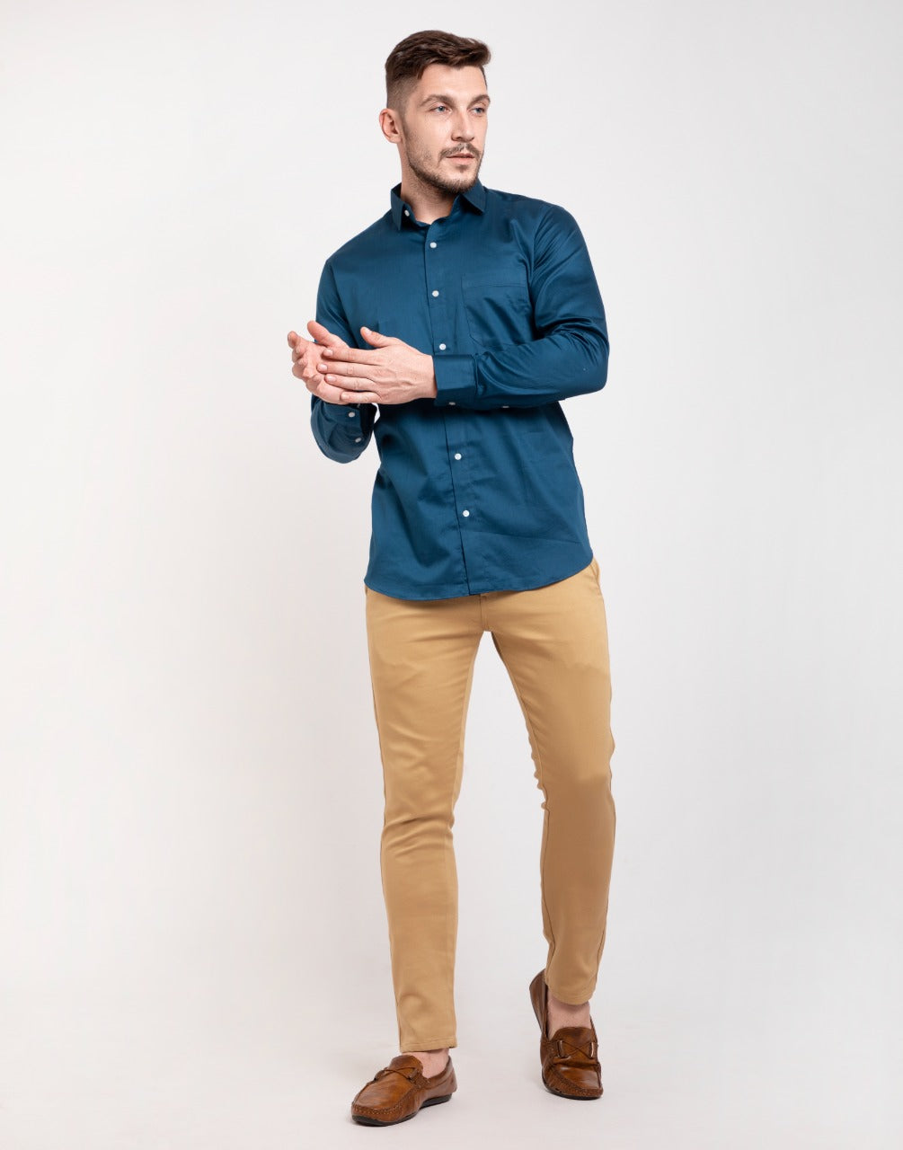 Turquoise blue formal & office wear shirt