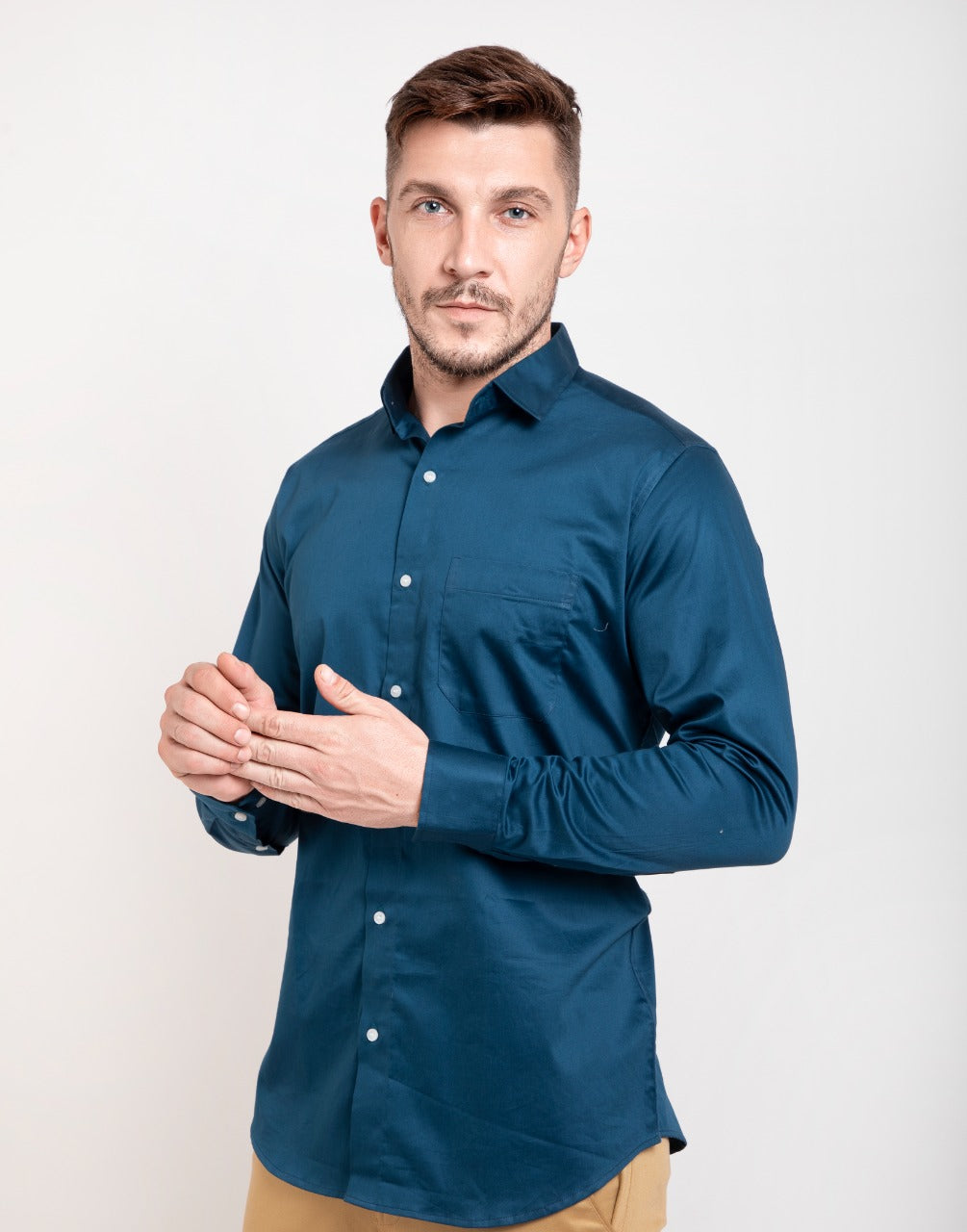 Turquoise blue formal & office wear shirt