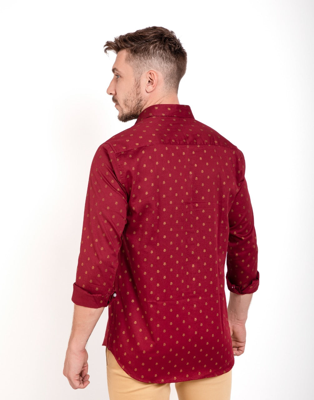 Cherry red gold printed shirt