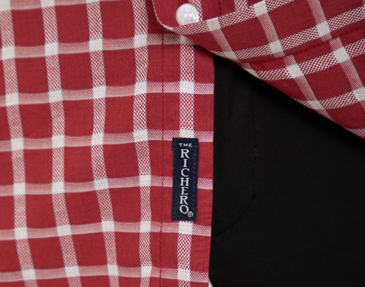 Formal maroon checks shirt