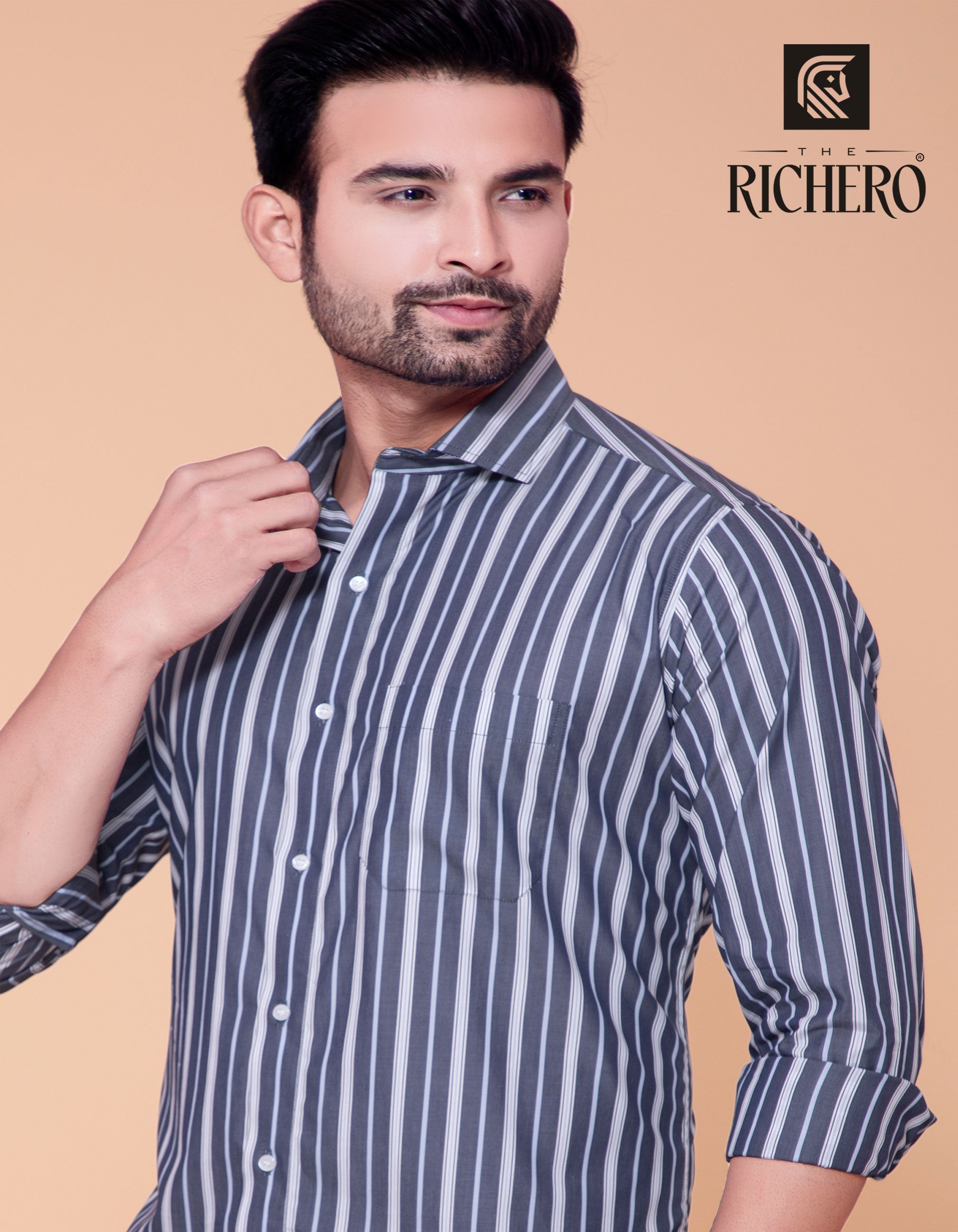 Steel grey stripes shirt