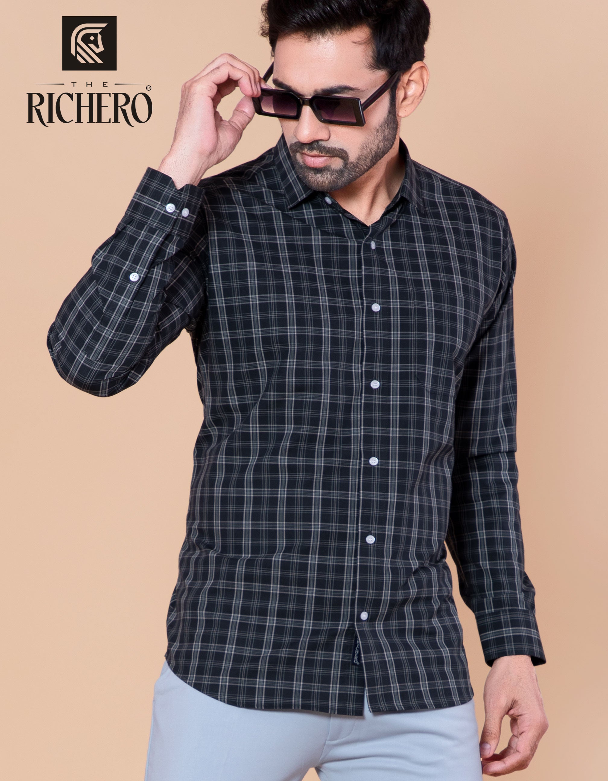 Metal black checks casual shirt